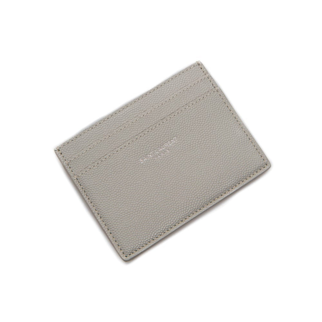 Saint Laurent Leather Card Case Wallet - Stylish Grey Credit Card Case