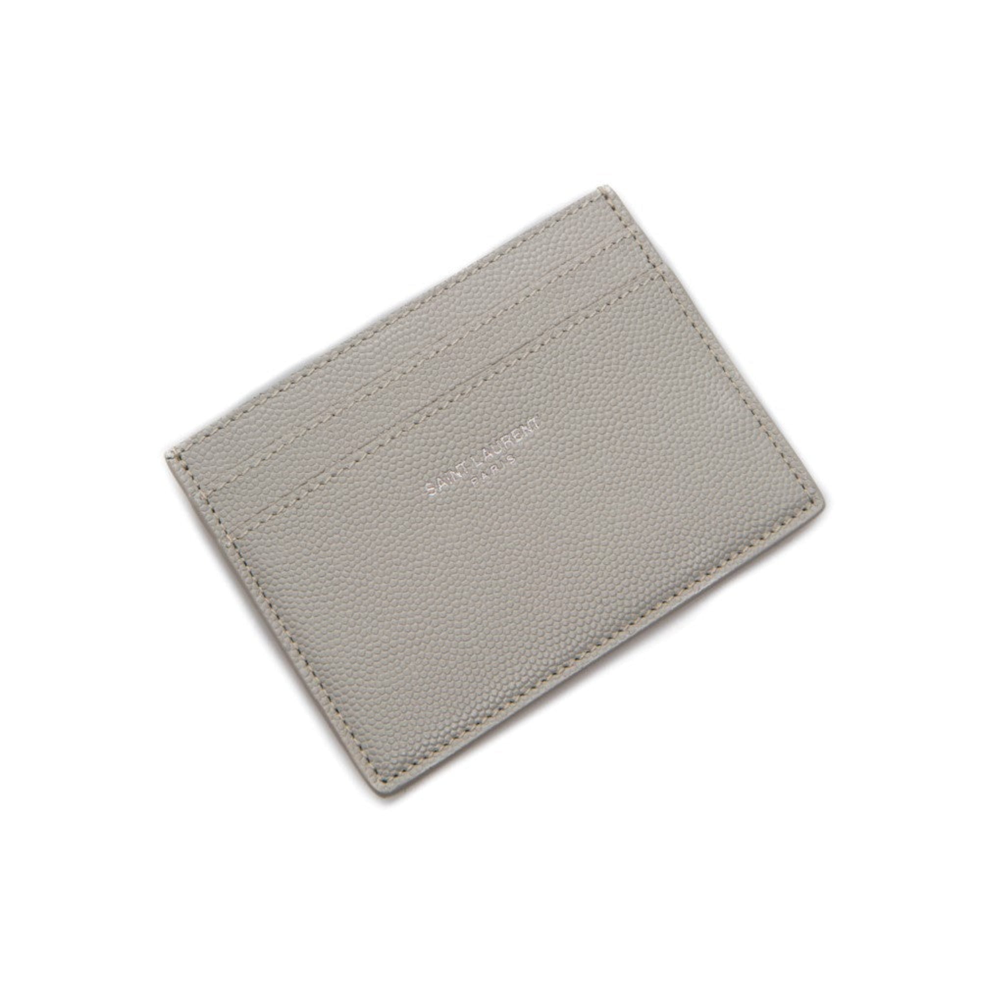 Saint Laurent Leather Card Case Wallet - Stylish Grey Credit Card Case