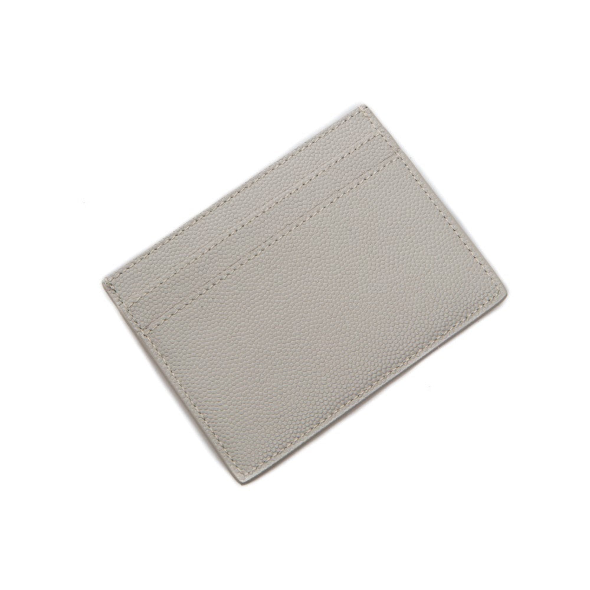 Saint Laurent Leather Card Case Wallet - Stylish Grey Credit Card Case