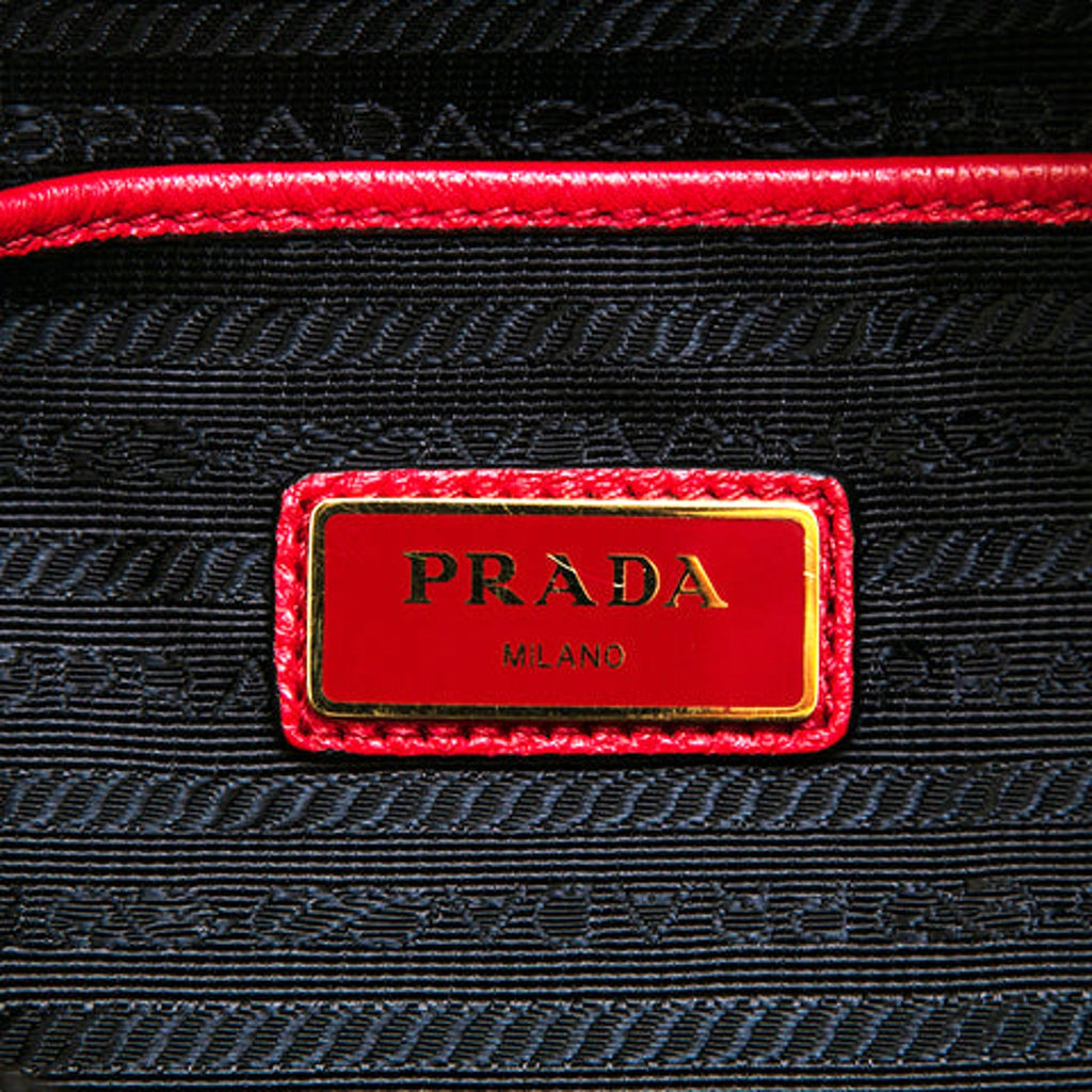 Prada Red Backpack - Stylish Front Pocket Luxury Backpack with Gold