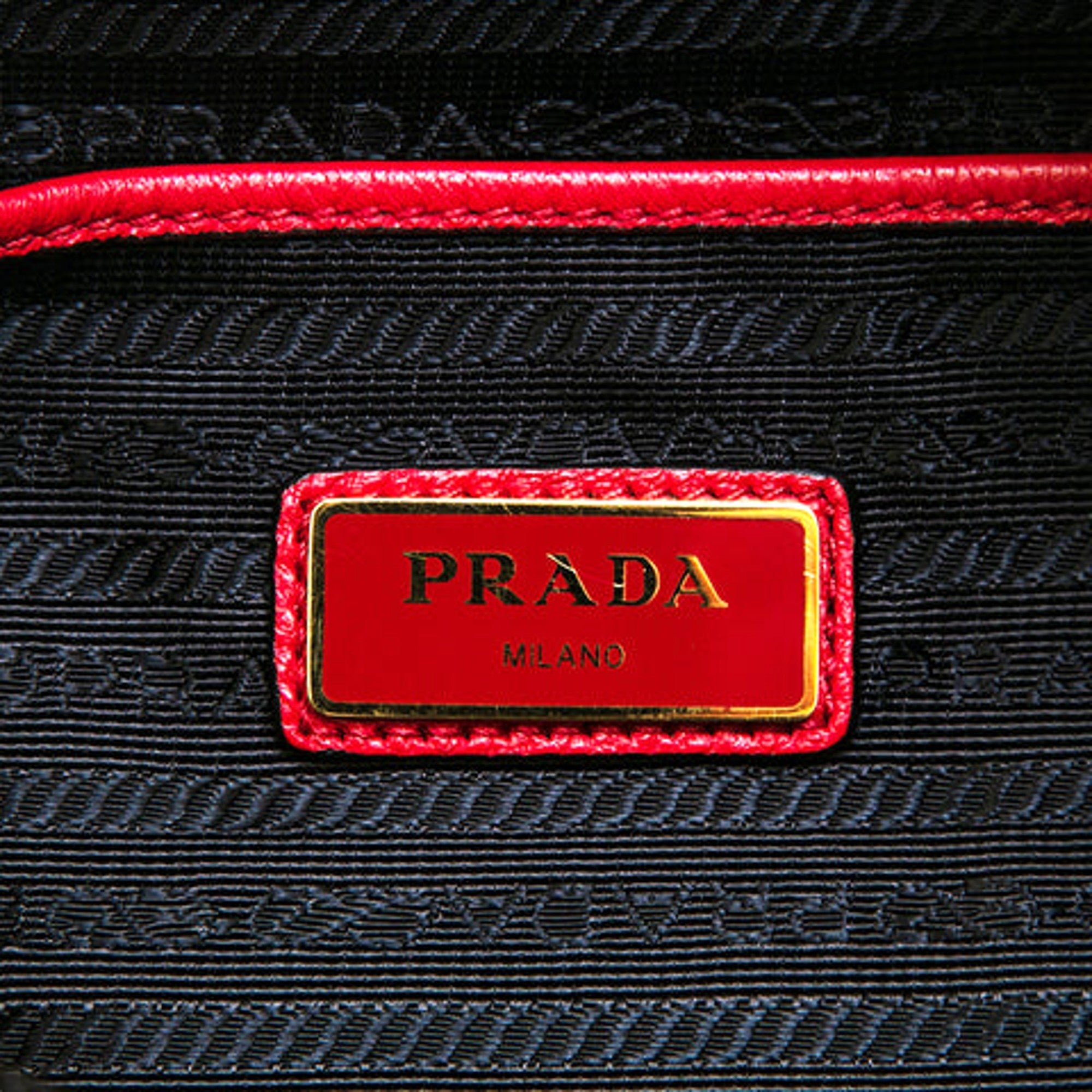 Prada Red Backpack - Stylish Front Pocket Luxury Backpack with Gold