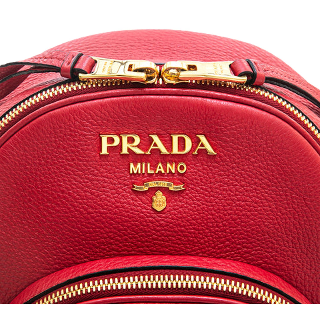 Prada Red Backpack - Stylish Front Pocket Luxury Backpack with Gold