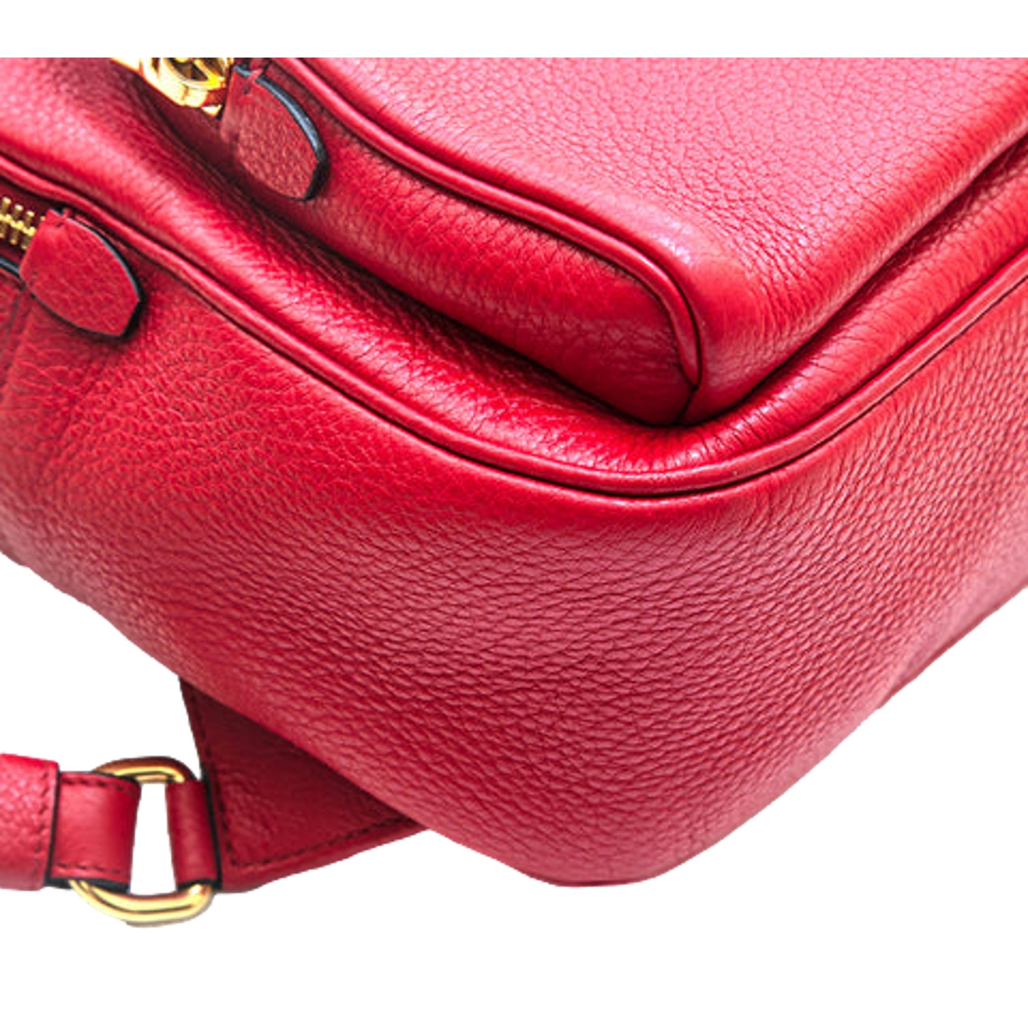 Prada Red Backpack - Stylish Front Pocket Luxury Backpack with Gold