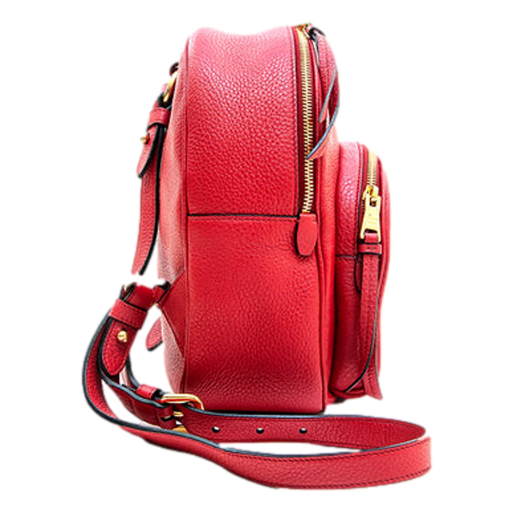 Prada Red Backpack - Stylish Front Pocket Luxury Backpack with Gold