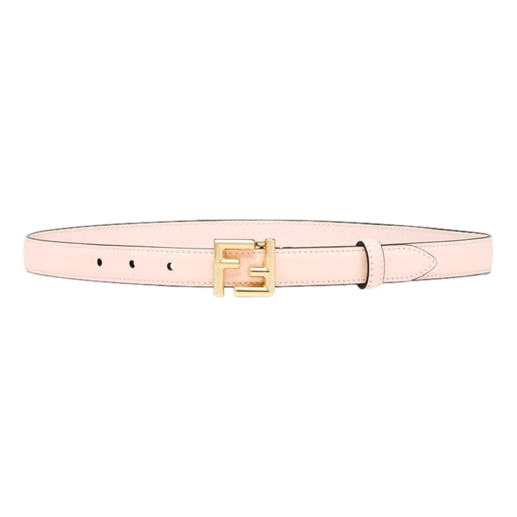 Shop Fendi Belt: Pink Calfskin Leather, Iconic FF, Gold Buckle - Size