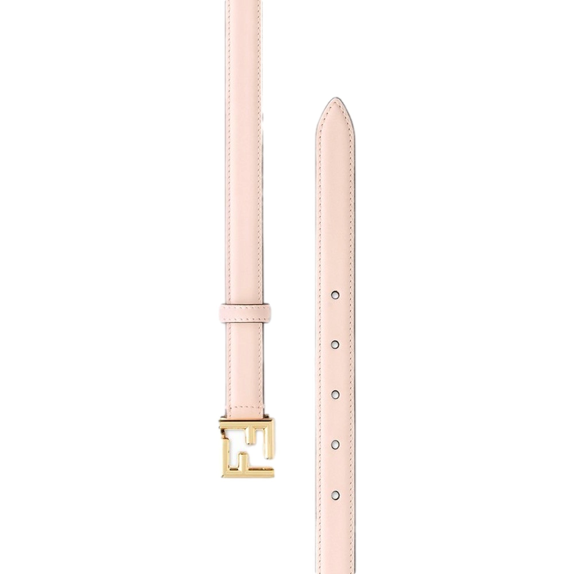 Shop Fendi Belt: Pink Calfskin Leather, Iconic FF, Gold Buckle - Size