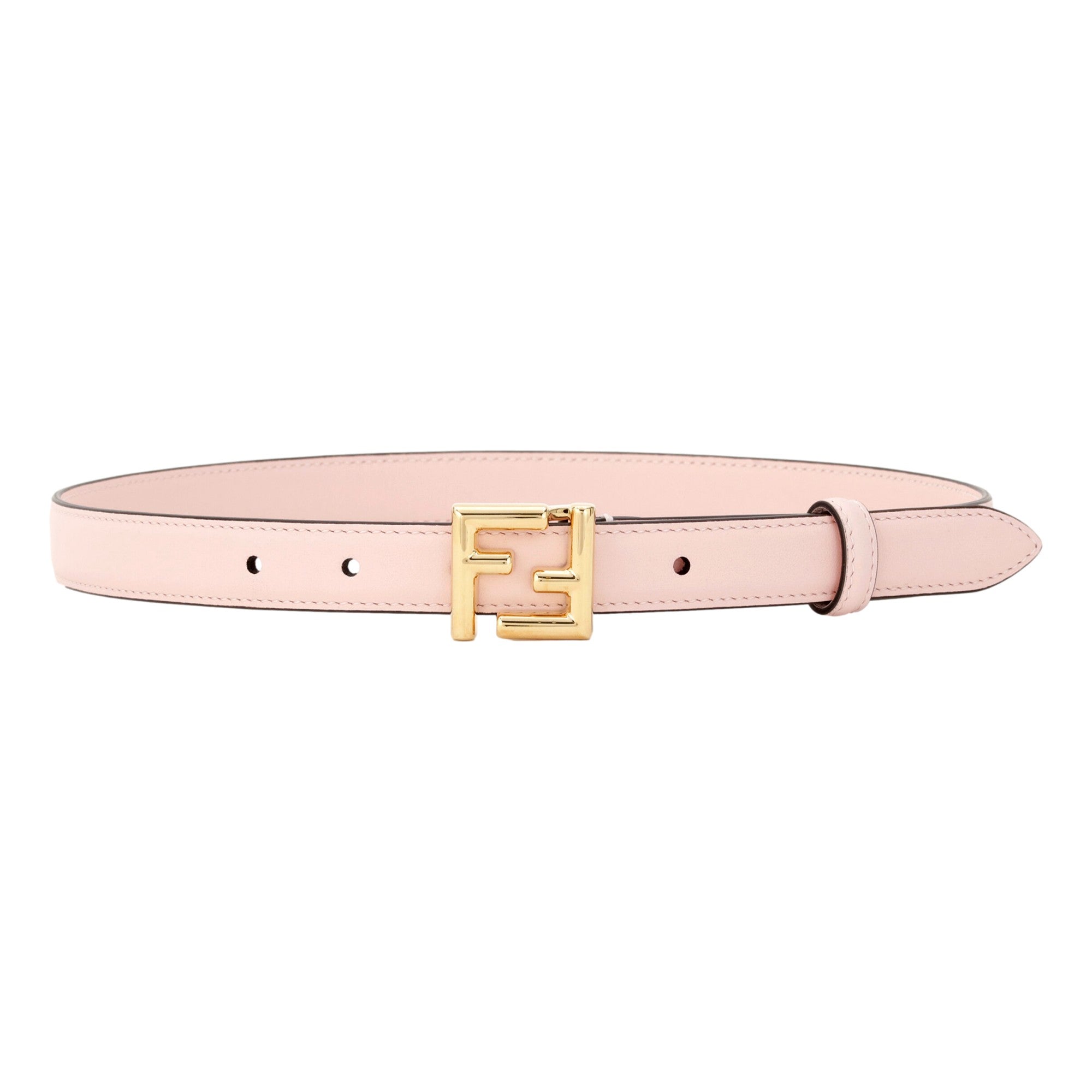 Shop Fendi Belt: Pink Calfskin Leather, Iconic FF, Gold Buckle - Size