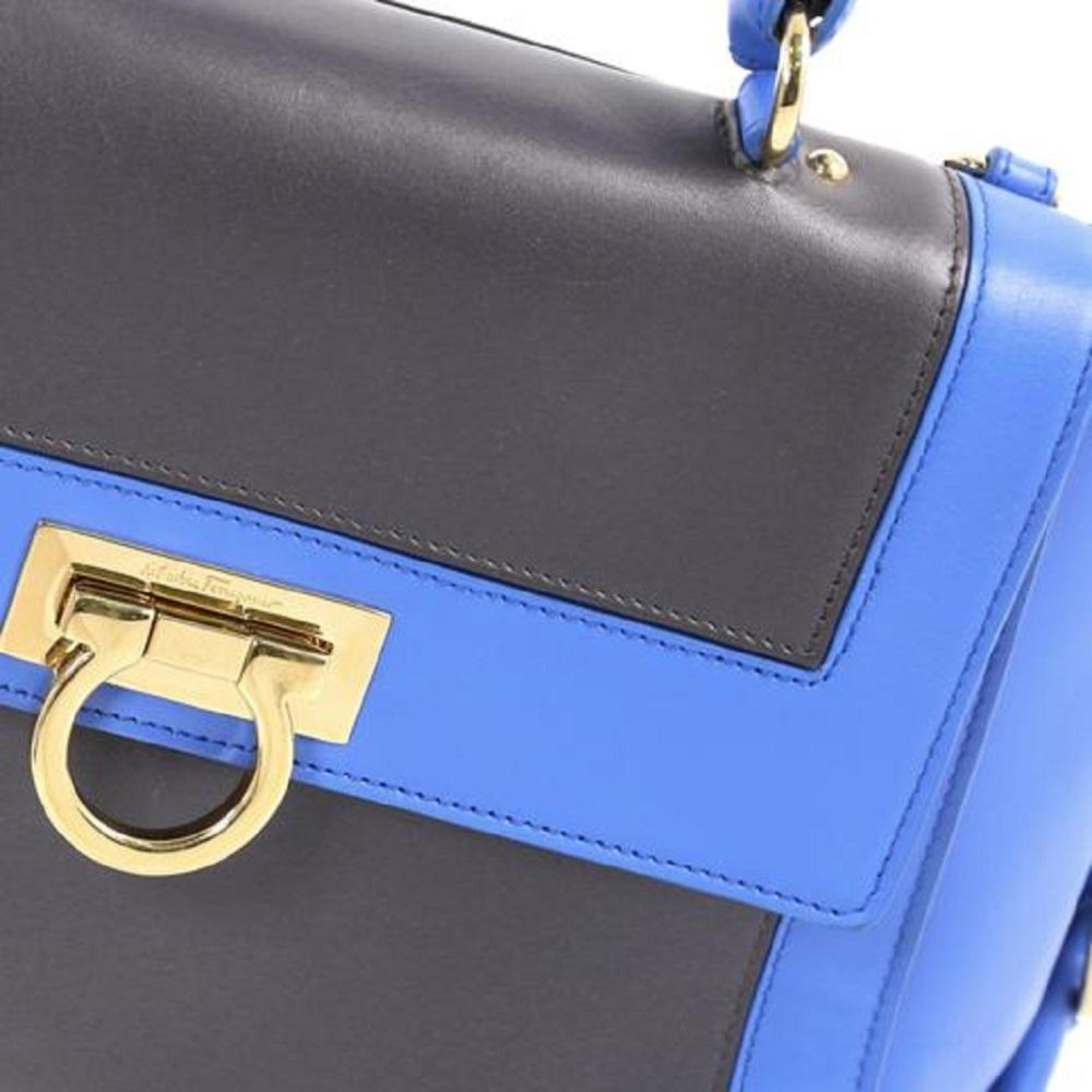 Ferragamo Sofia Medium Handbag - Elegant Blue Calfskin Satchel
