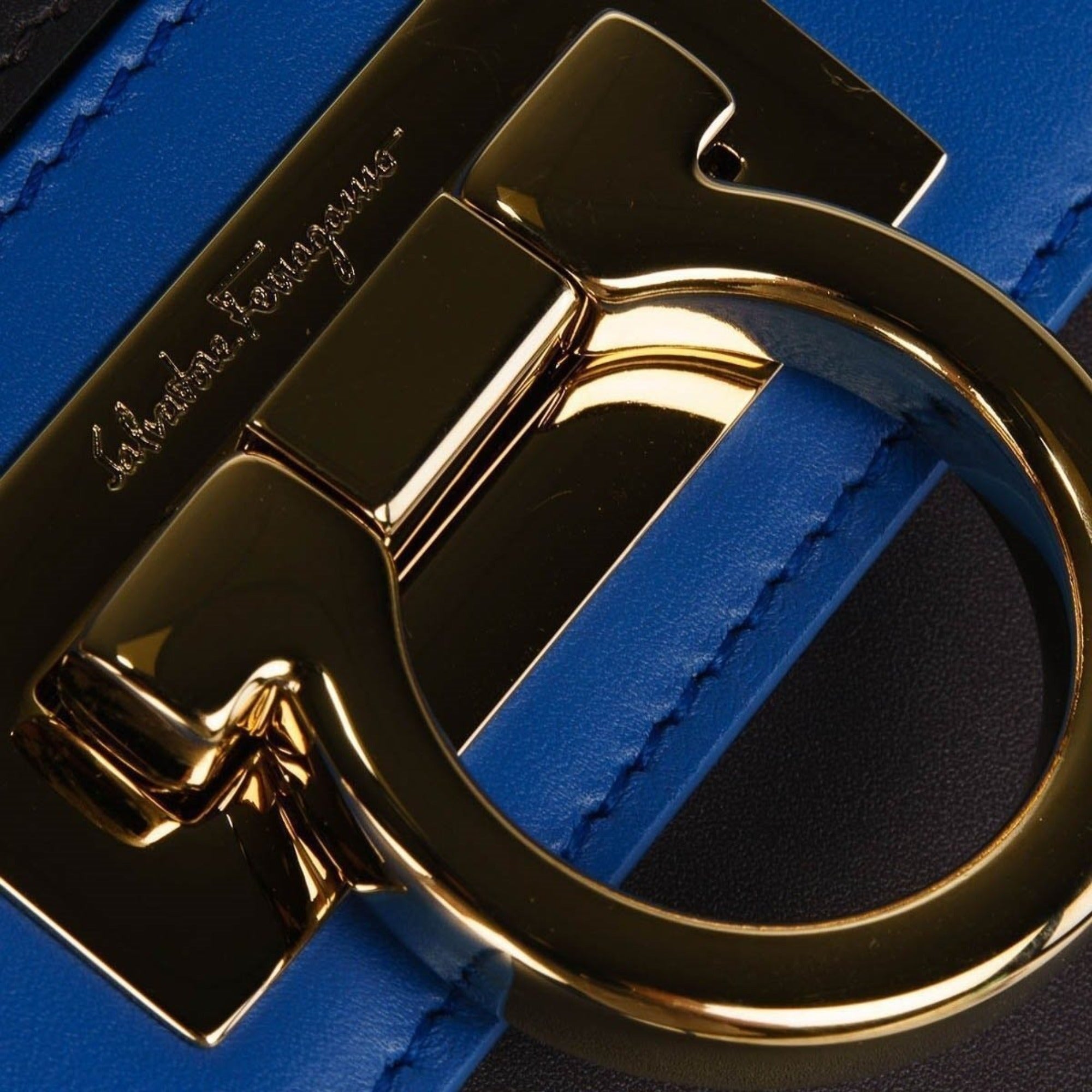 Ferragamo Sofia Medium Handbag - Elegant Blue Calfskin Satchel