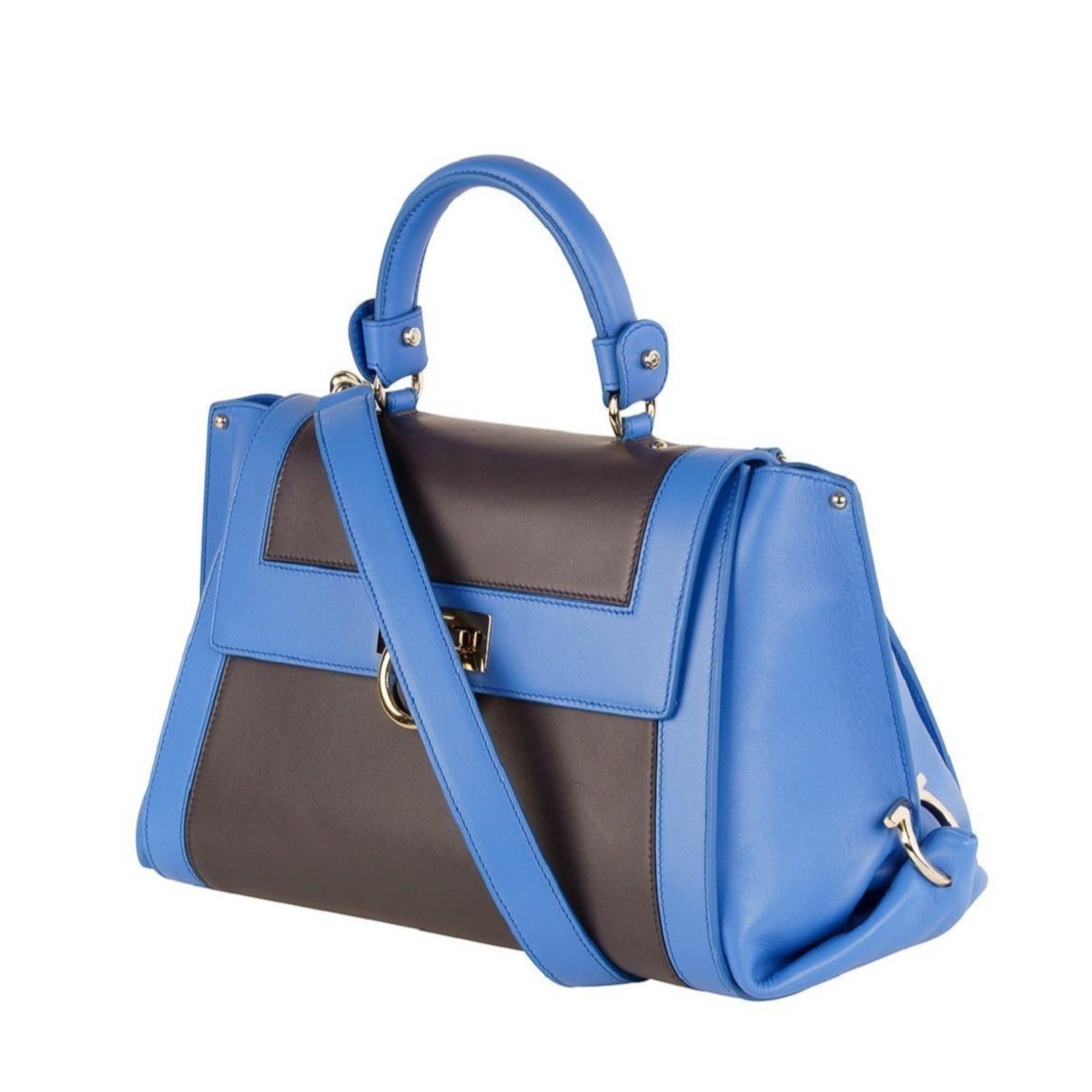 Ferragamo Sofia Medium Handbag - Elegant Blue Calfskin Satchel