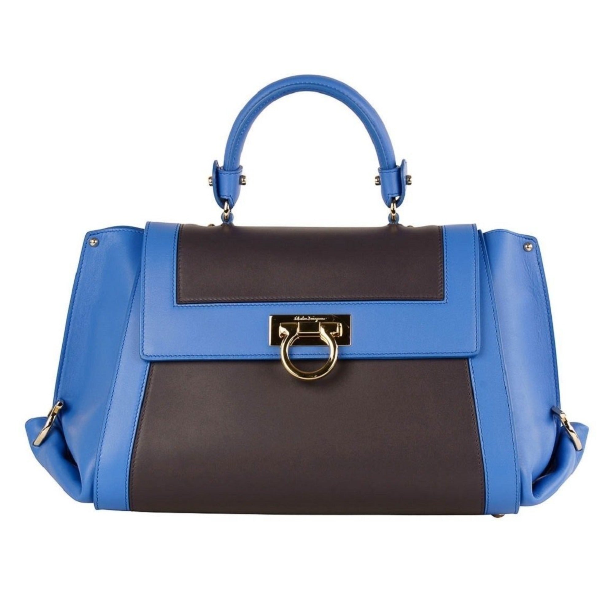Ferragamo Sofia Medium Handbag - Elegant Blue Calfskin Satchel