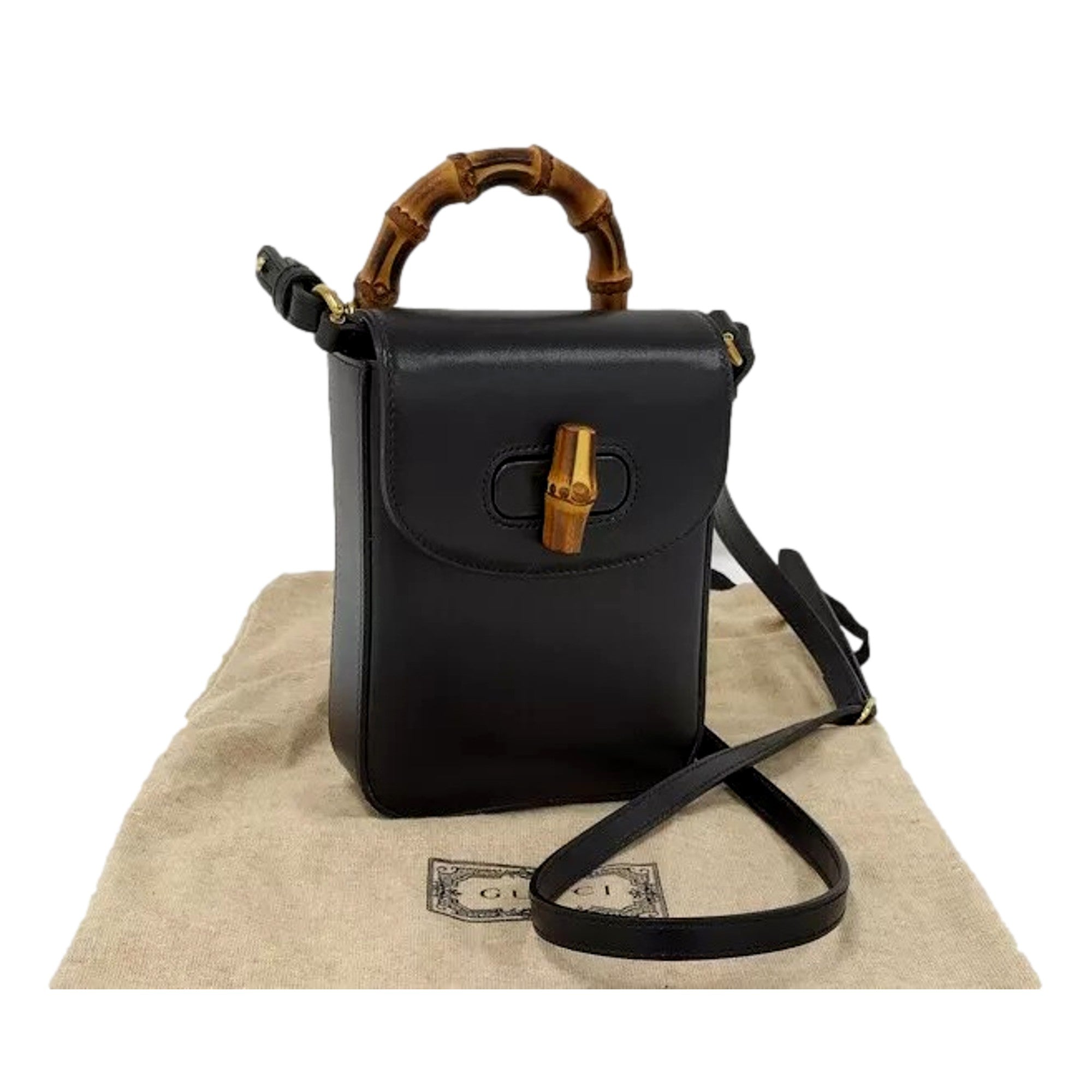 Gucci Bamboo Mini Handbag - Black Leather Elegance & Versatility