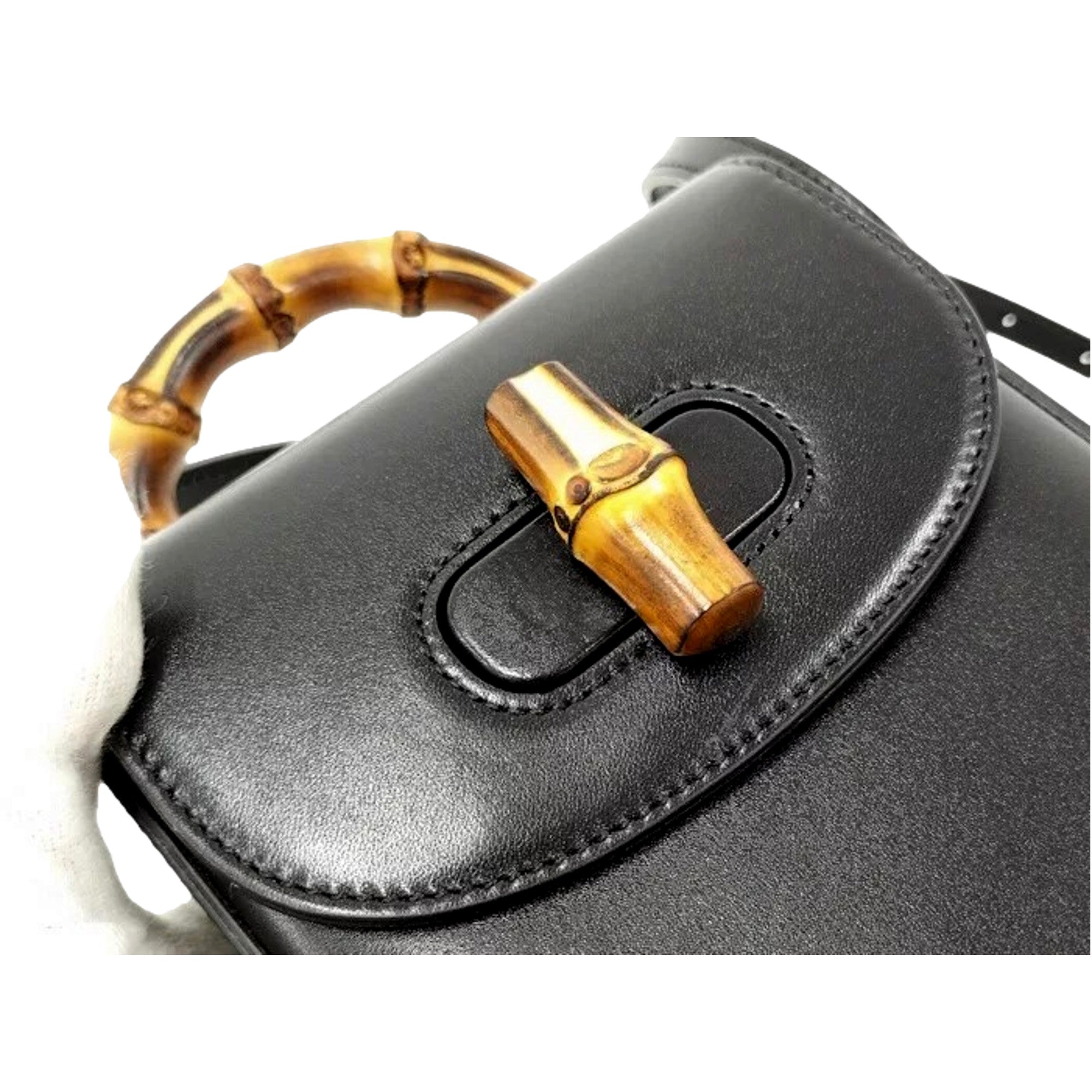 Gucci Bamboo Mini Handbag - Black Leather Elegance & Versatility