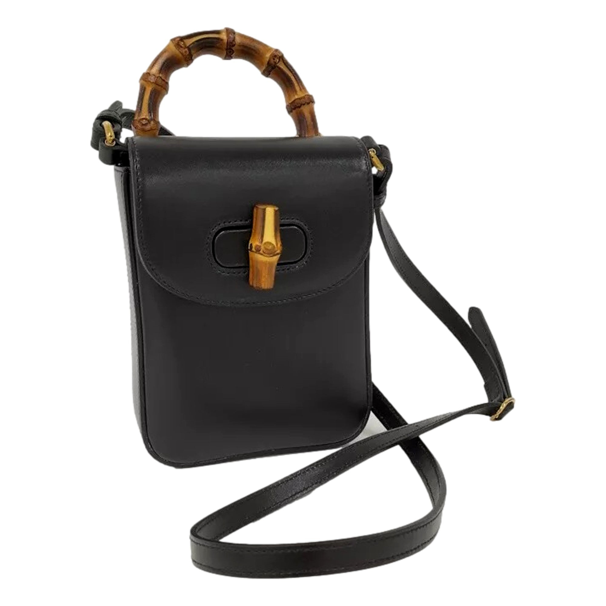Gucci Bamboo Mini Handbag - Black Leather Elegance & Versatility