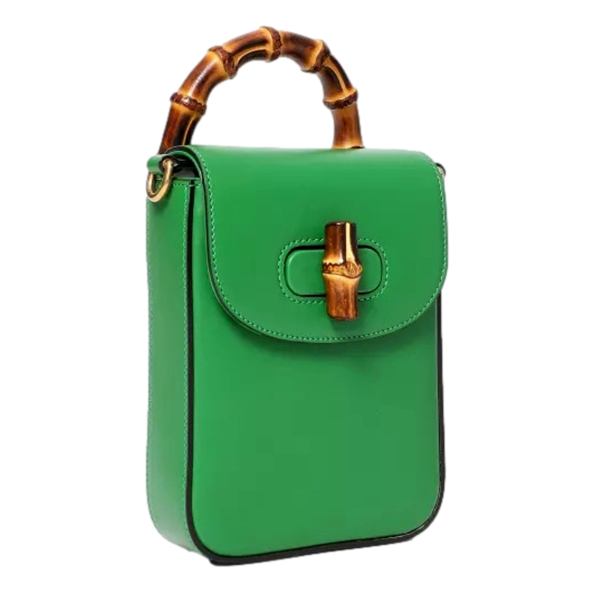 Gucci Bamboo Mini Handbag - Green Leather, Versatile Style & Elegance