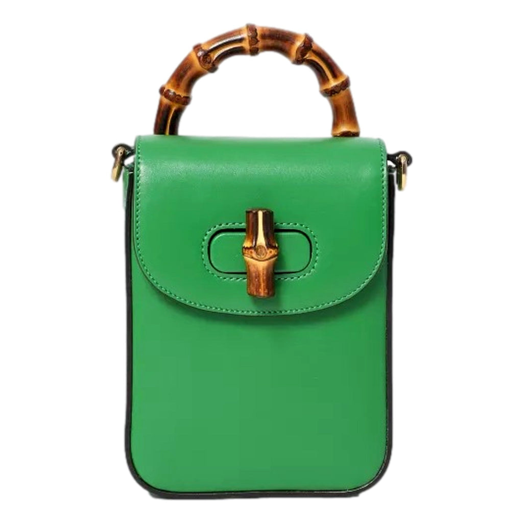 Gucci Bamboo Mini Handbag - Green Leather, Versatile Style & Elegance