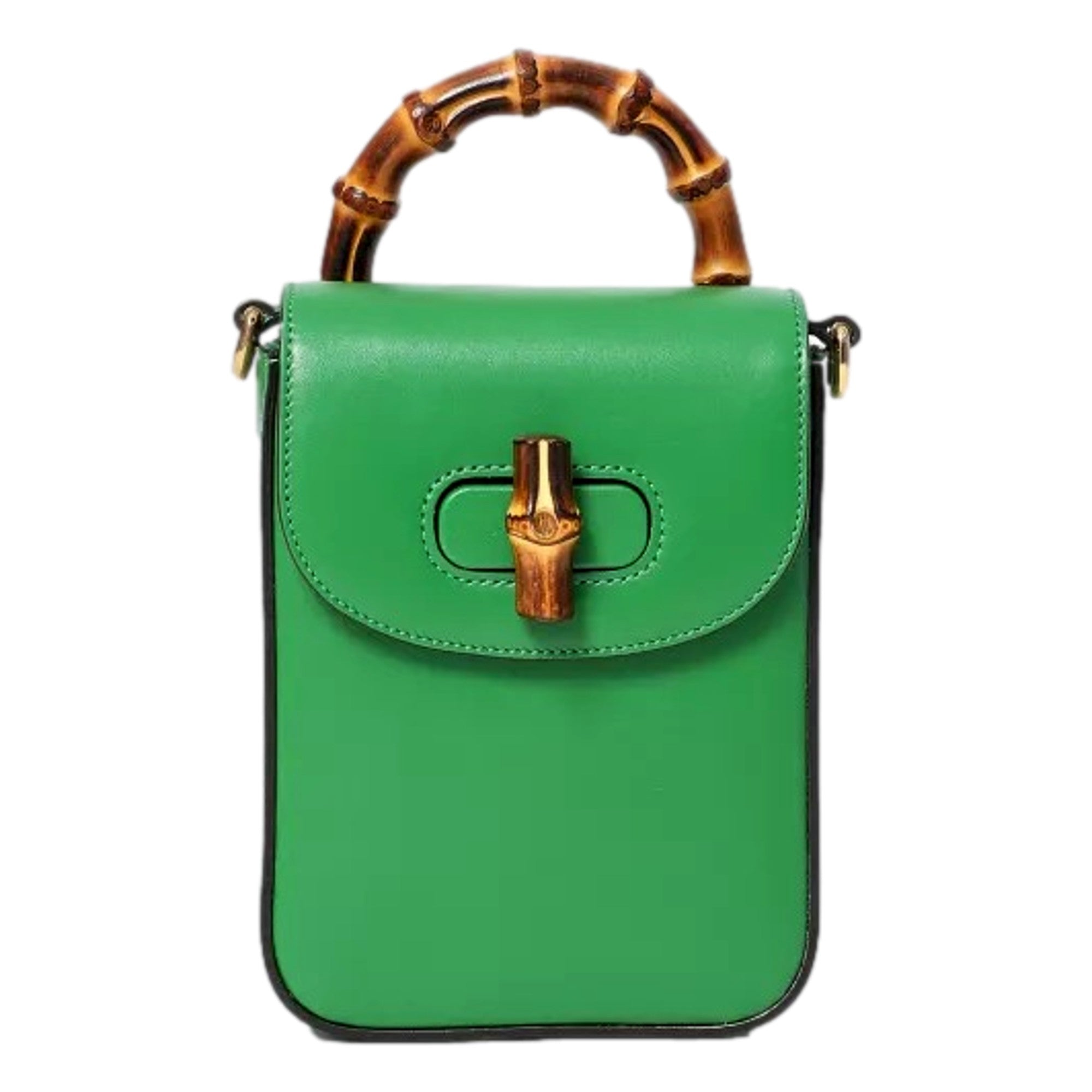 Gucci Bamboo Mini Handbag - Green Leather, Versatile Style & Elegance