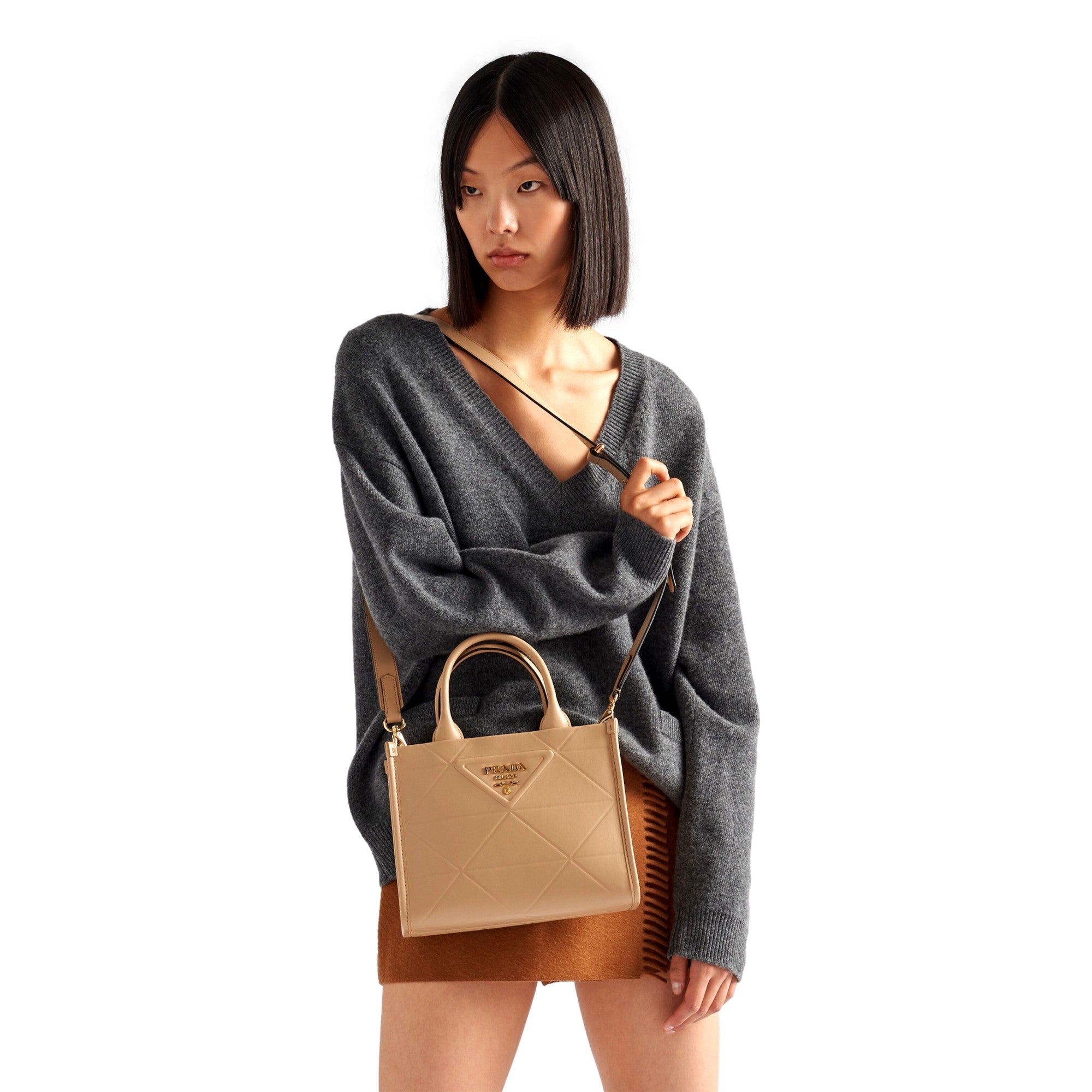 Prada Sabbia Sand Quilted Mini Tote - Elegant & Versatile Luxury