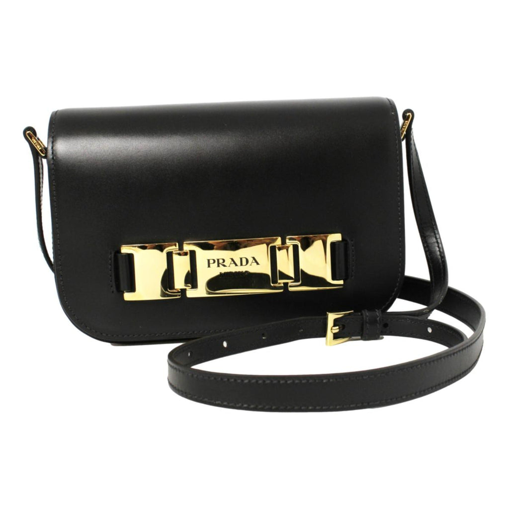 Elegant Crossbody Bag: Black Leather Bag by Prada - Shop Now