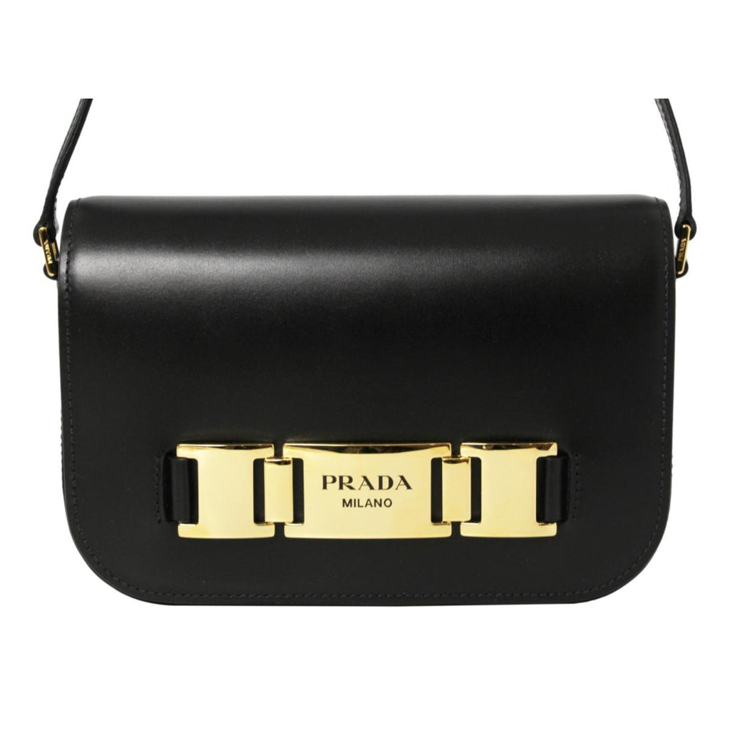 Elegant Crossbody Bag: Black Leather Bag by Prada - Shop Now