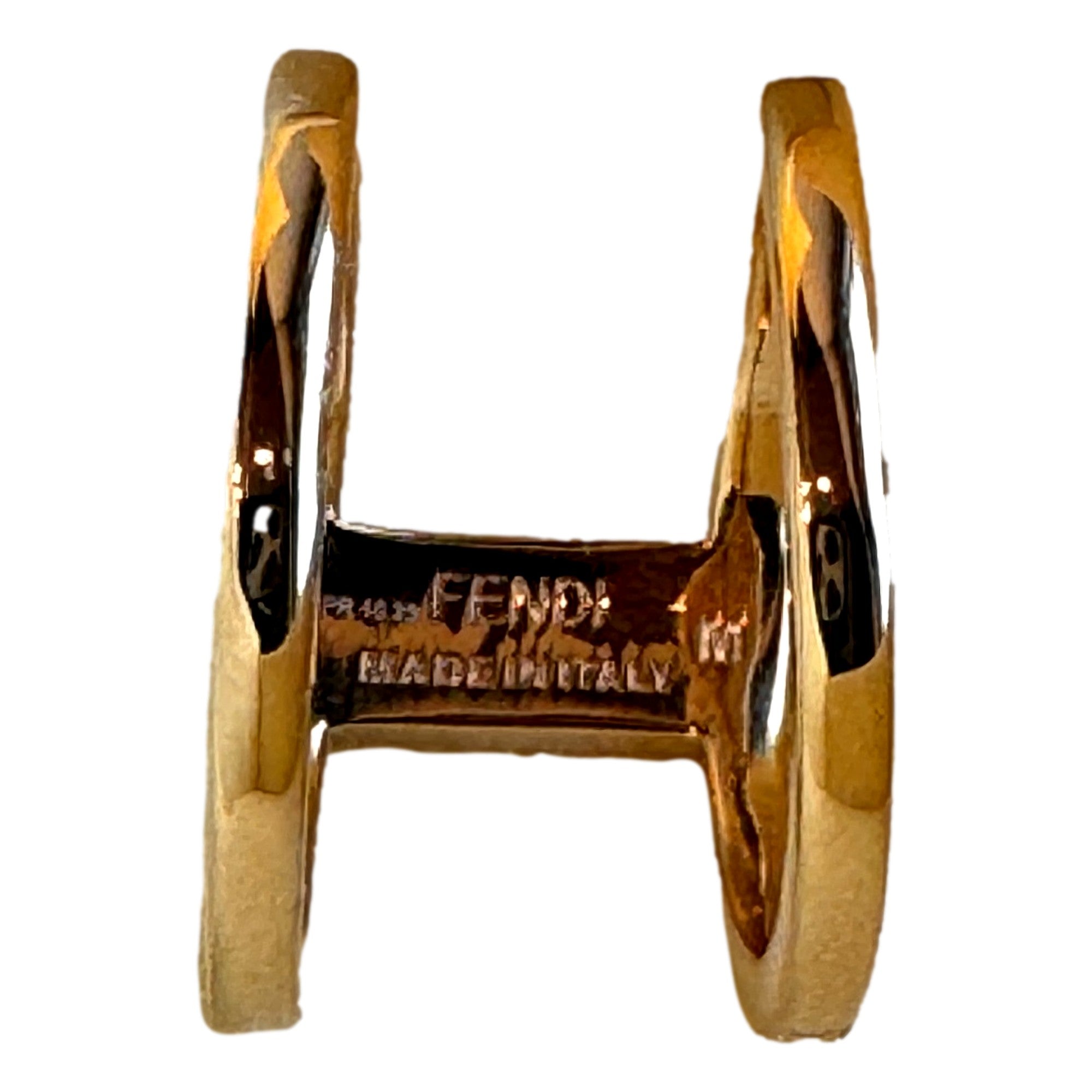 Ring, Black and Gold Ring, Fendi Ring - FF Oro Soft Logo Design