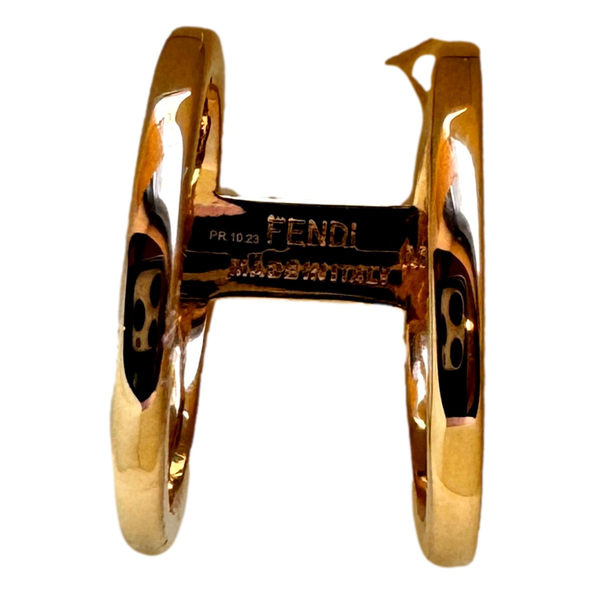 Ring, Black and Gold Ring, Fendi Ring - FF Oro Soft Logo Design