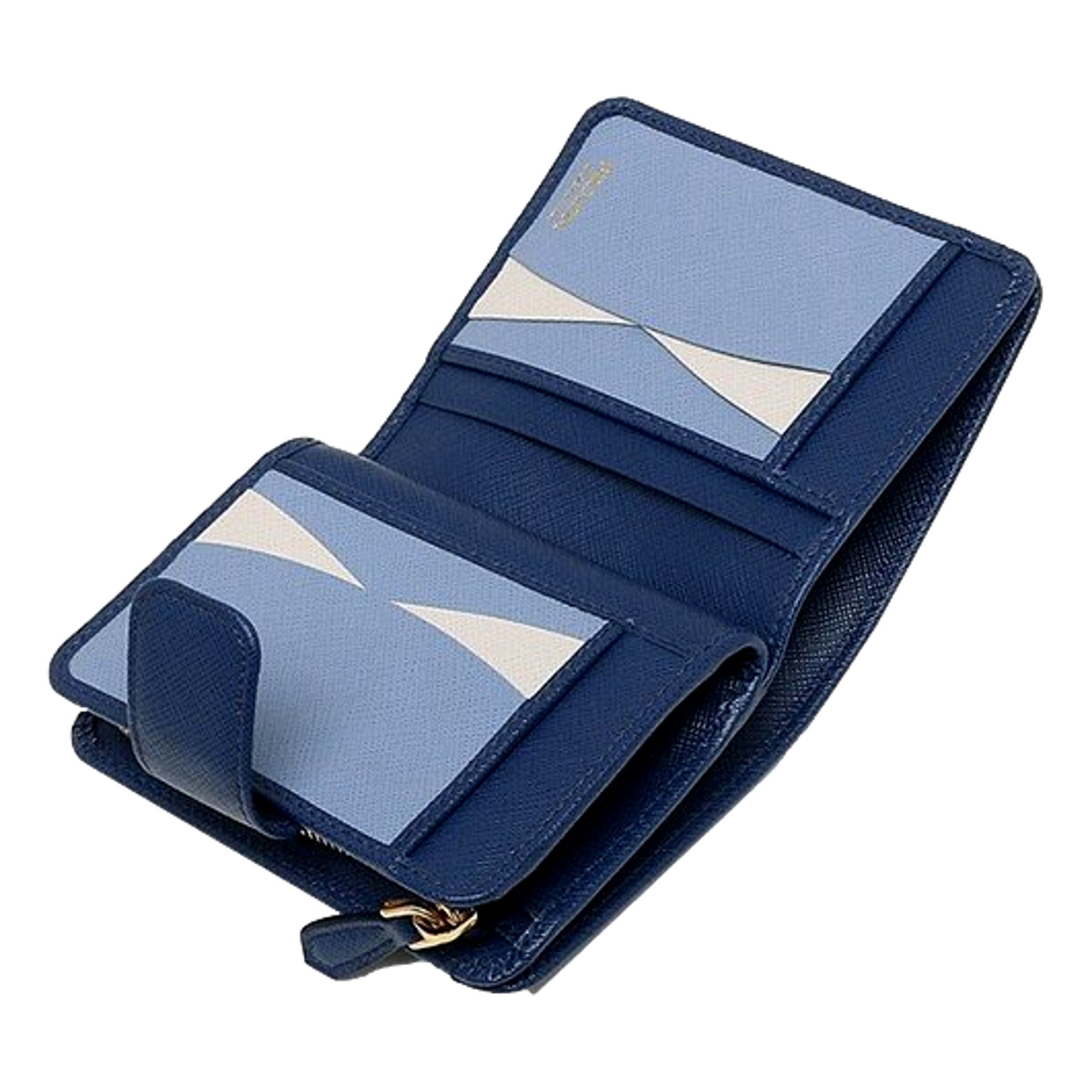 Elegant Prada Blue Wallet with Coin Pouch - Stylish & Compact