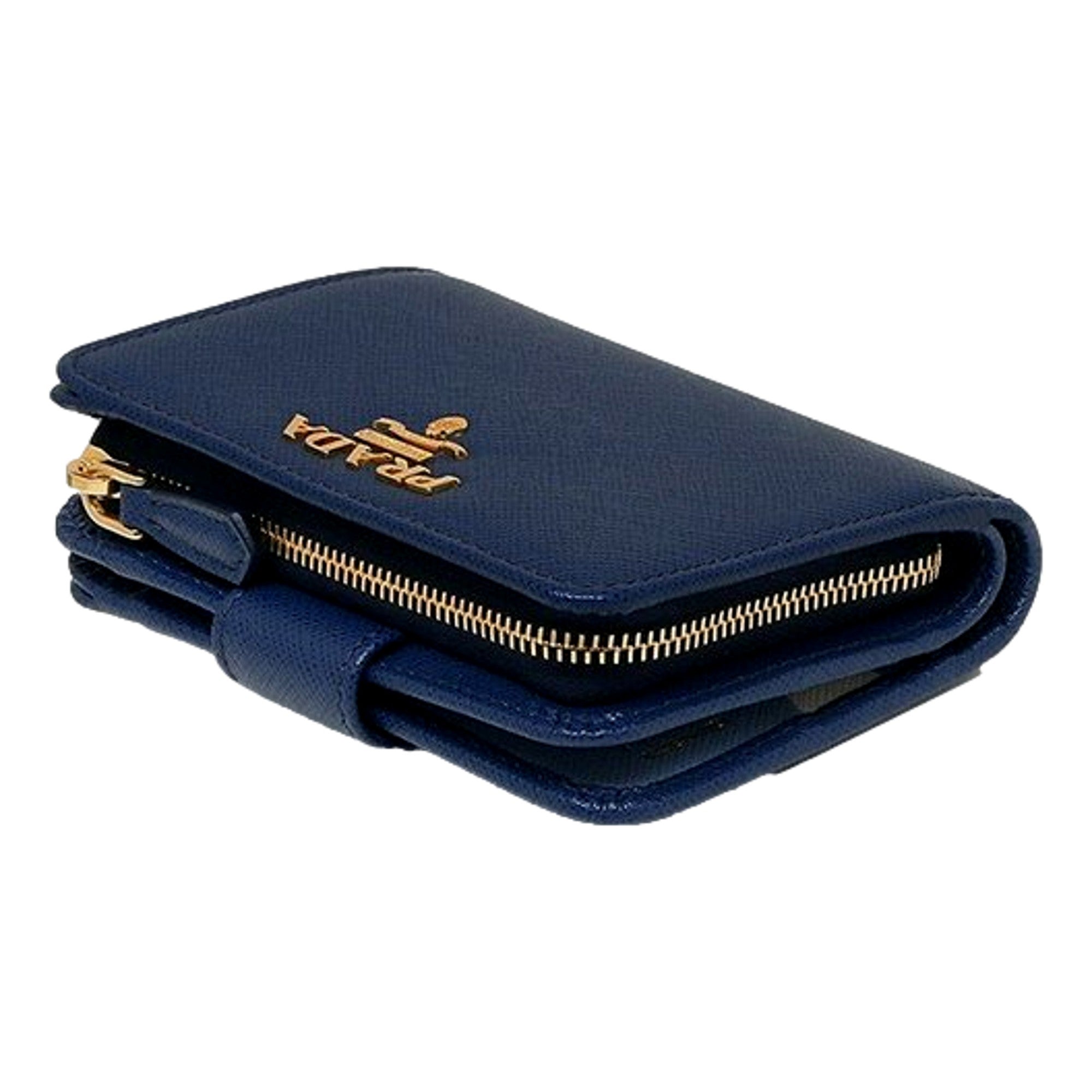 Elegant Prada Blue Wallet with Coin Pouch - Stylish & Compact