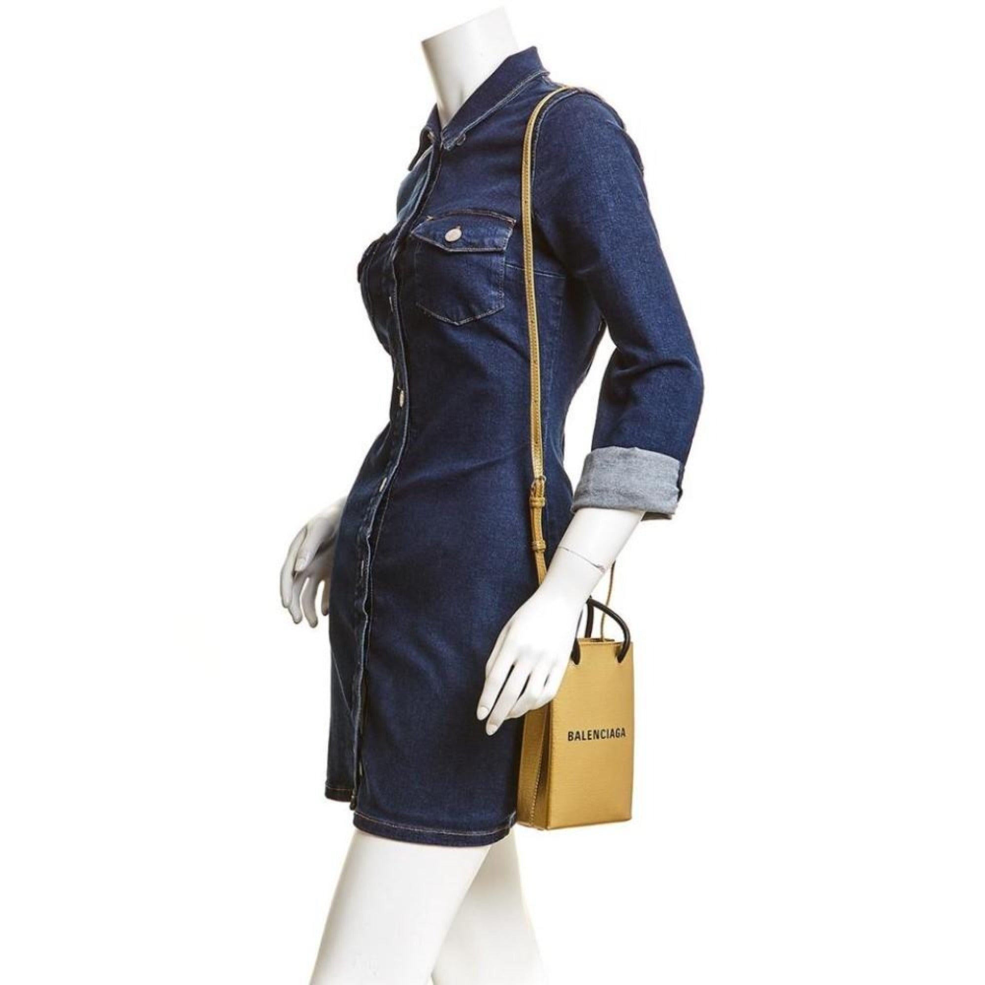 Balenciaga Gold Leather Crossbody Bag - Luxury Meets Functionality