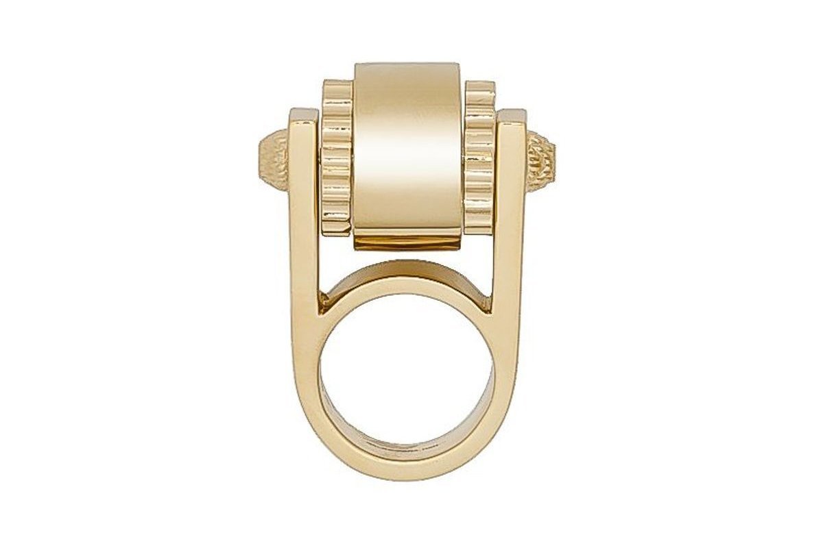 Balenciaga Gold Gear Ring - Bold Industrial Statement, Size 6