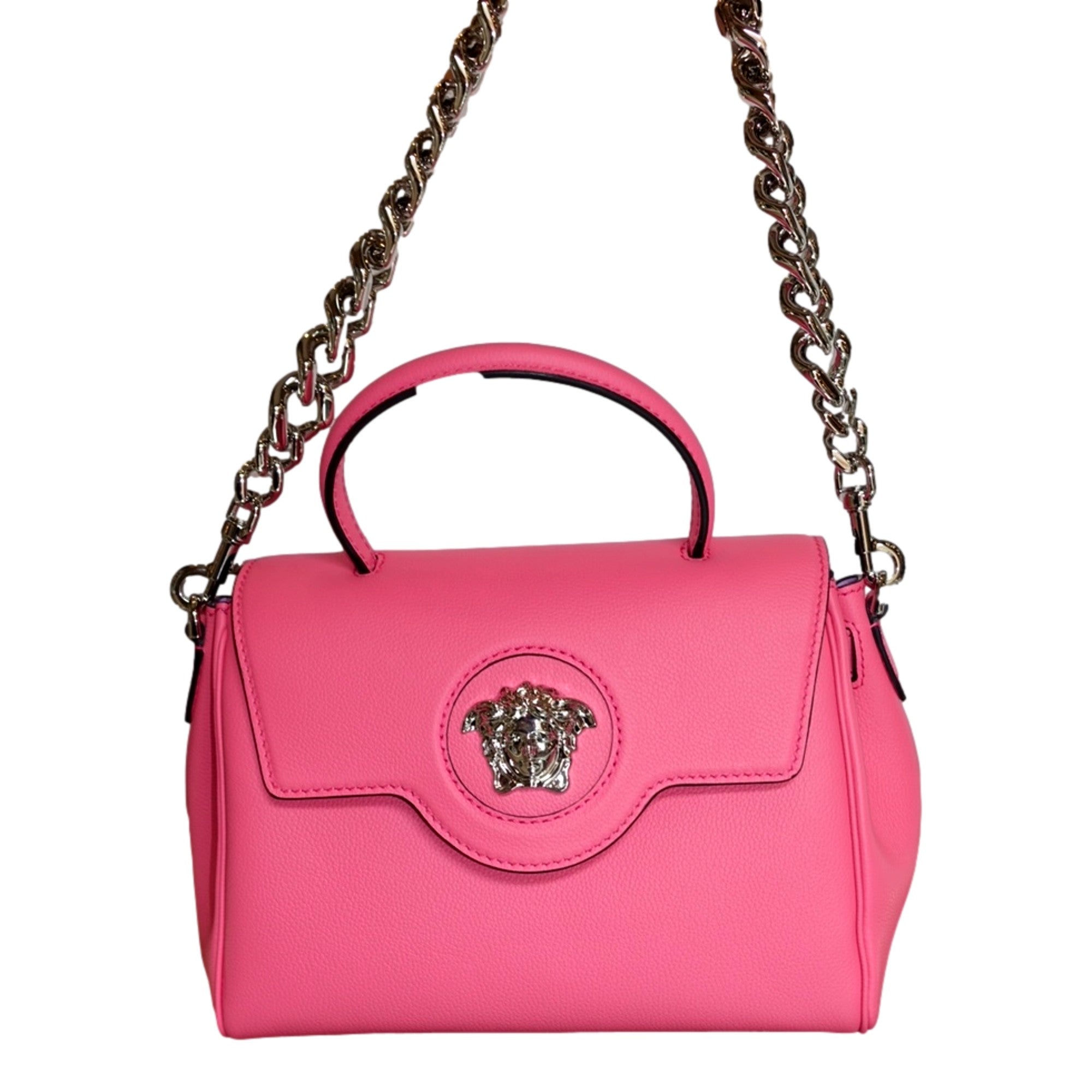 Top Handle Bag: Flamingo Pink Handbag - Versace Luxury Statement
