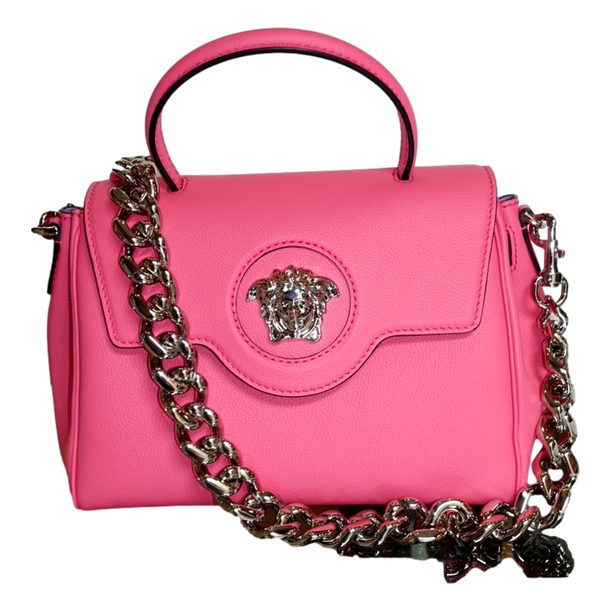 Top Handle Bag: Flamingo Pink Handbag - Versace Luxury Statement