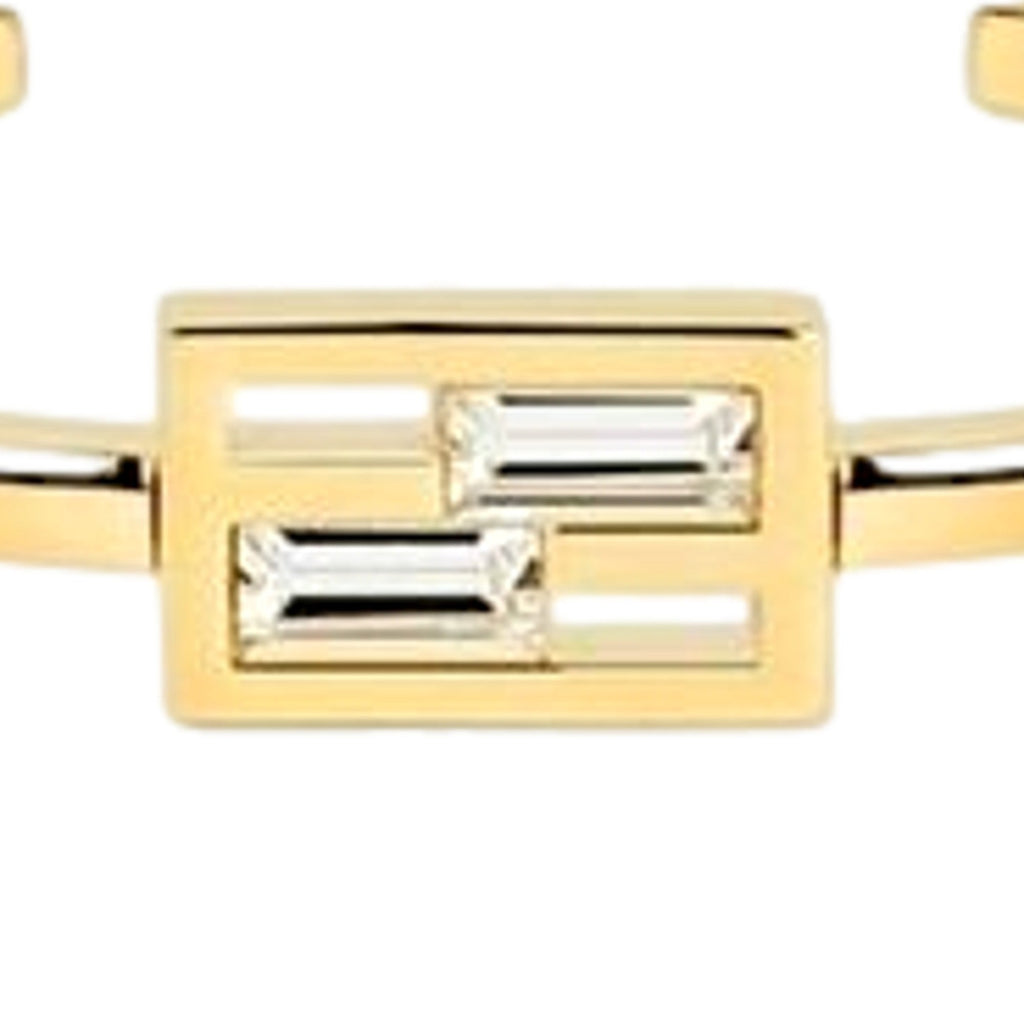 Fendi Women's Bracelet: Elegant Crystal Gold Cuff | Baguette Style