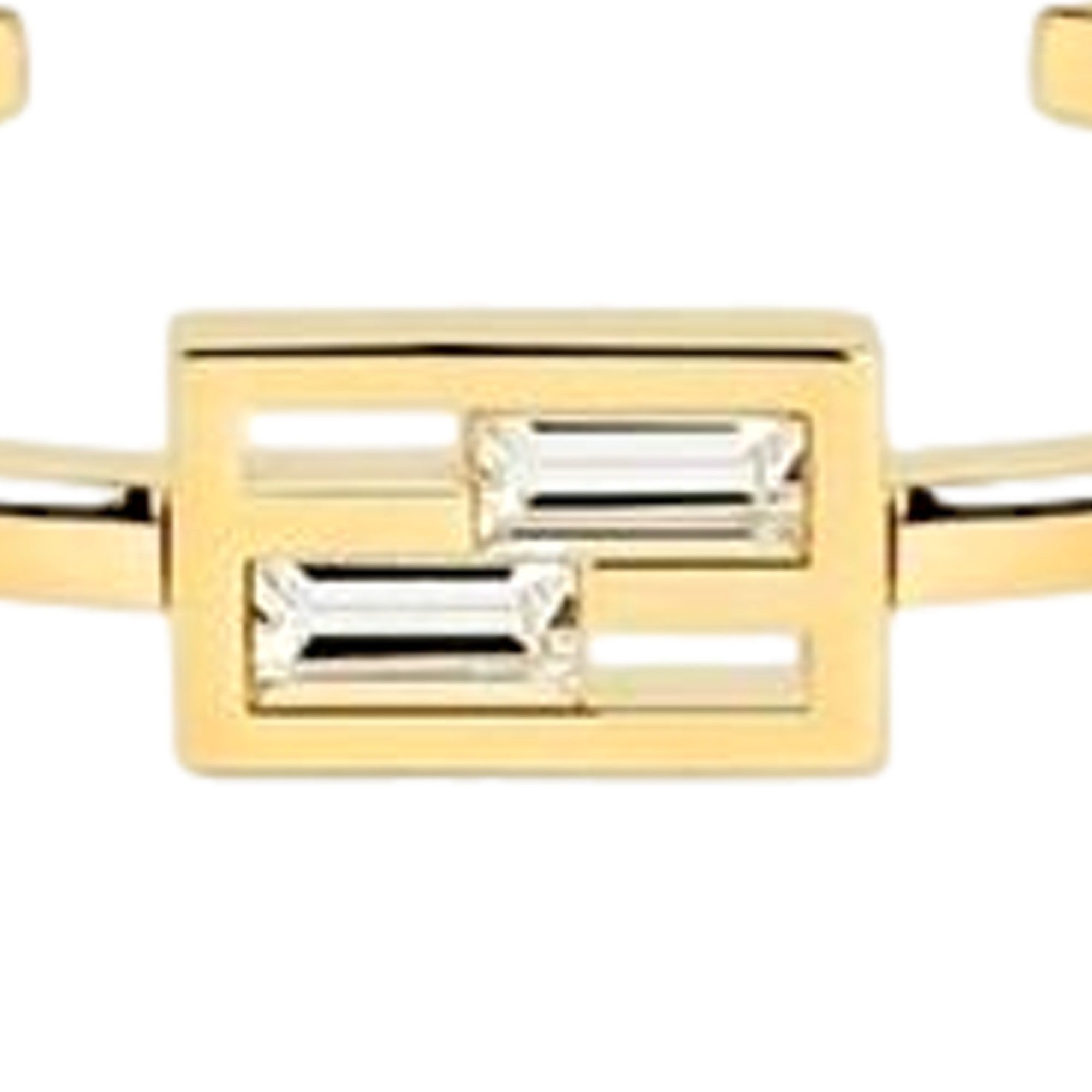 Fendi Women's Bracelet: Elegant Crystal Gold Cuff | Baguette Style