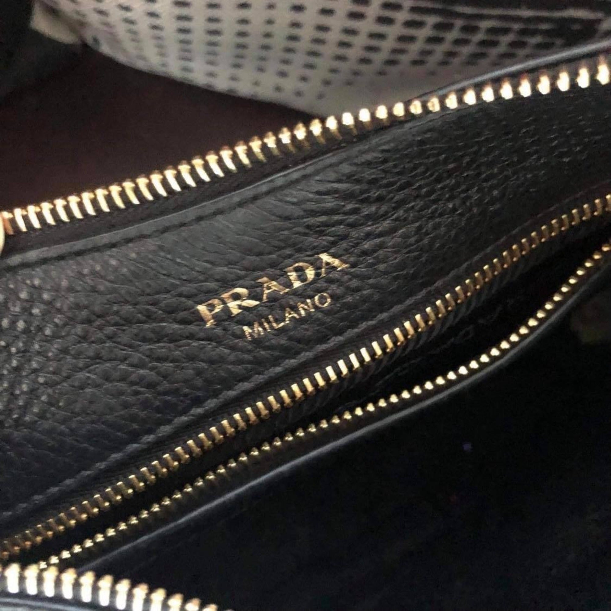 Chic Prada Black Leather Crossbody with Stripe Strap - Shop Now