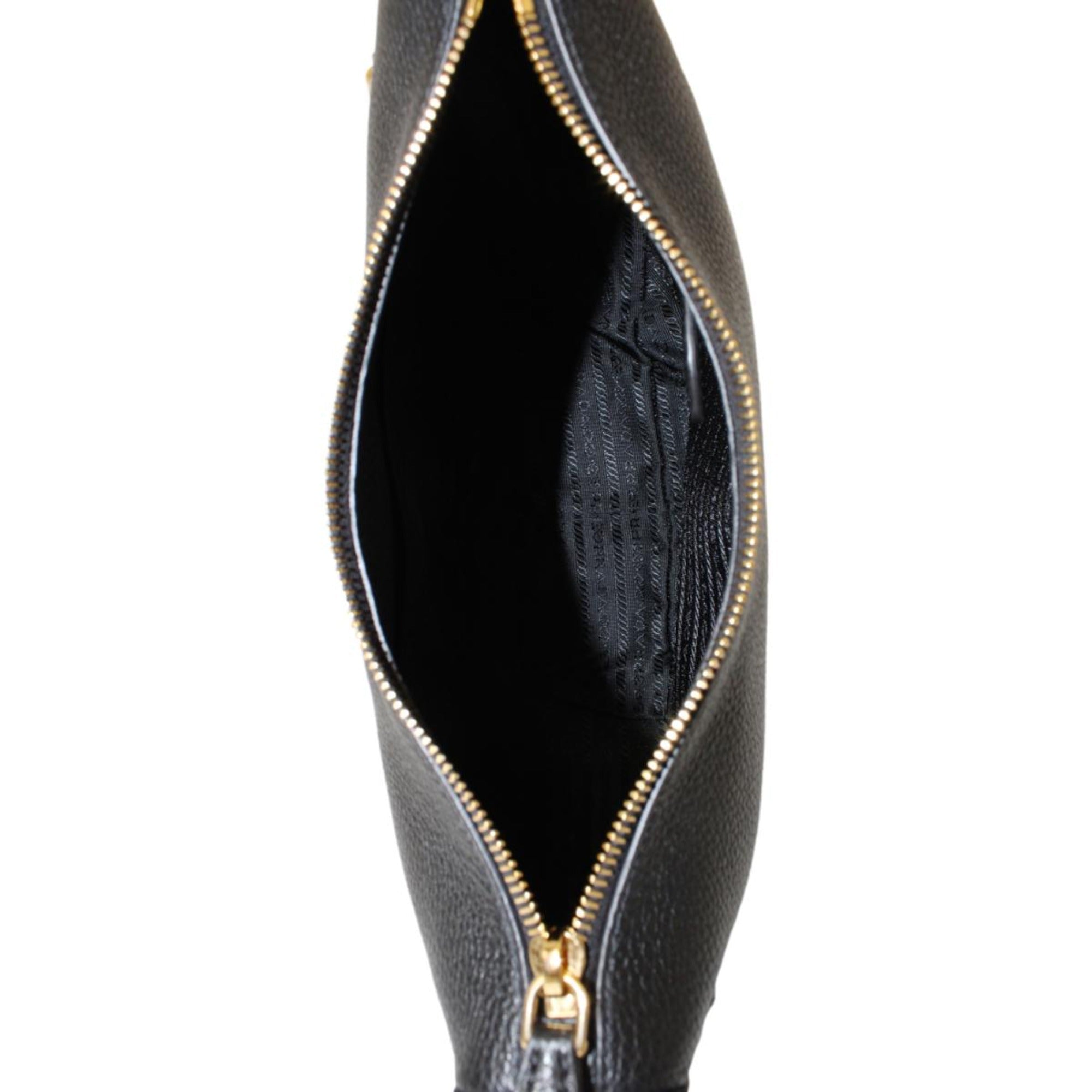 Chic Prada Black Leather Crossbody with Stripe Strap - Shop Now
