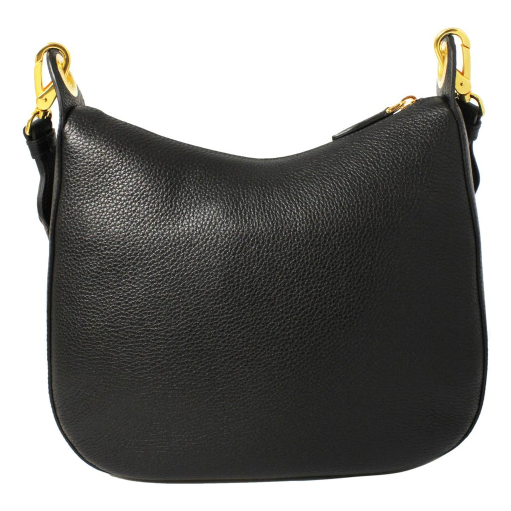 Chic Prada Black Leather Crossbody with Stripe Strap - Shop Now