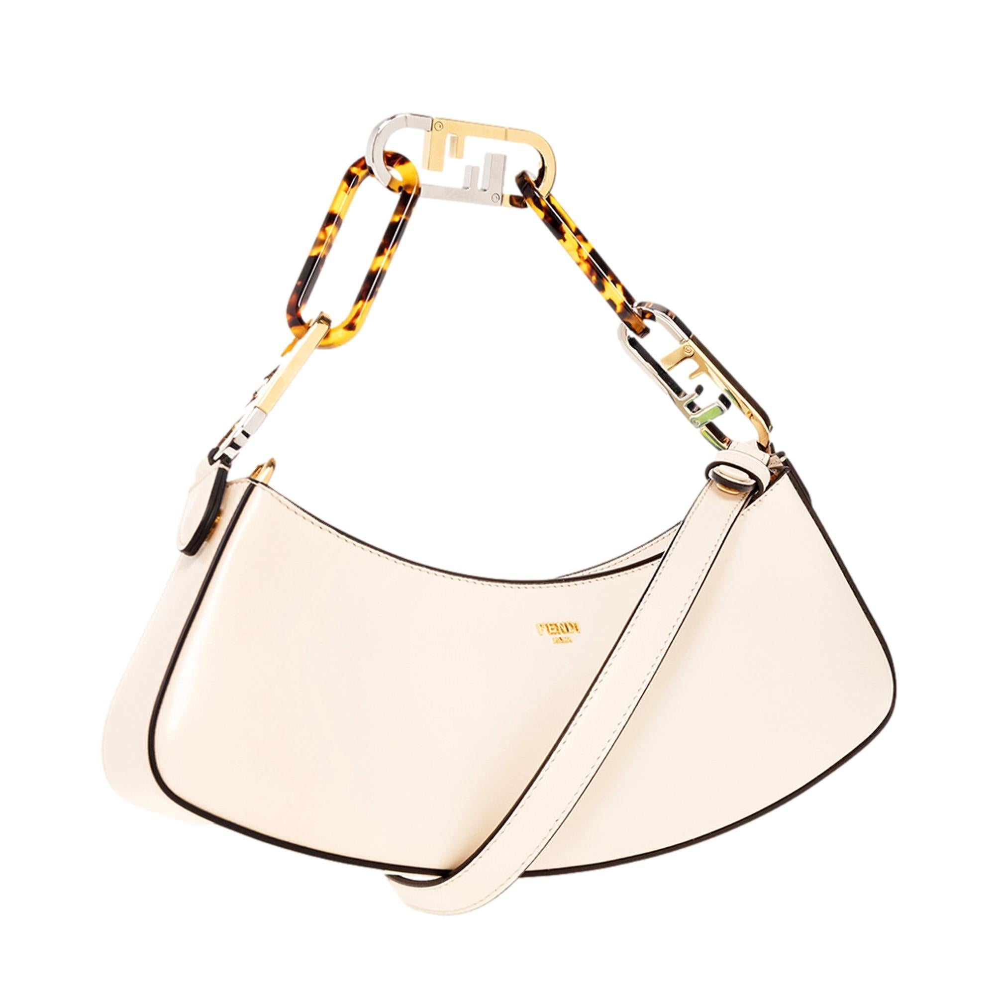 Fendi Croissant Small Leather Shoulder Bag - Chic Ivory Calfskin