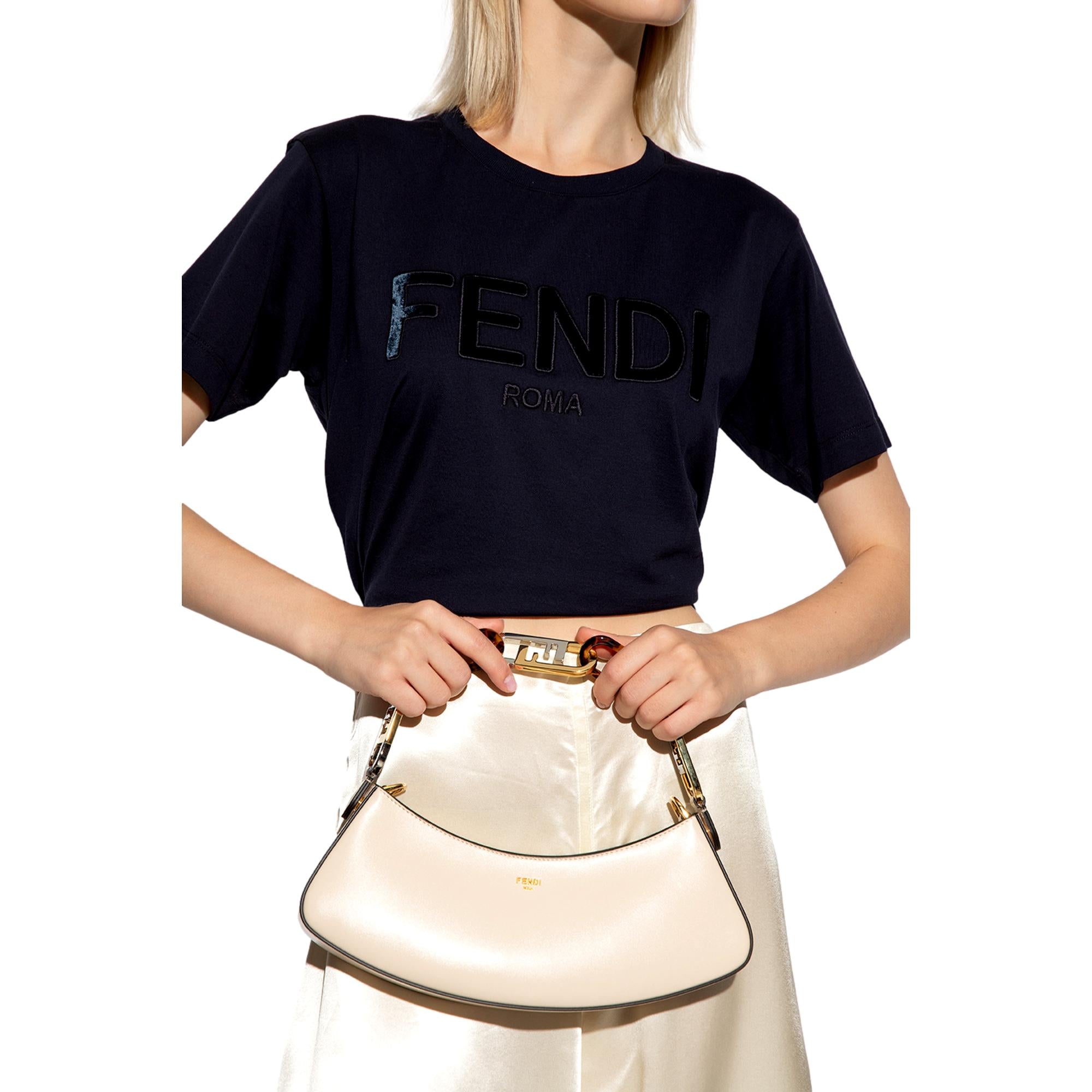 Fendi Croissant Small Leather Shoulder Bag - Chic Ivory Calfskin