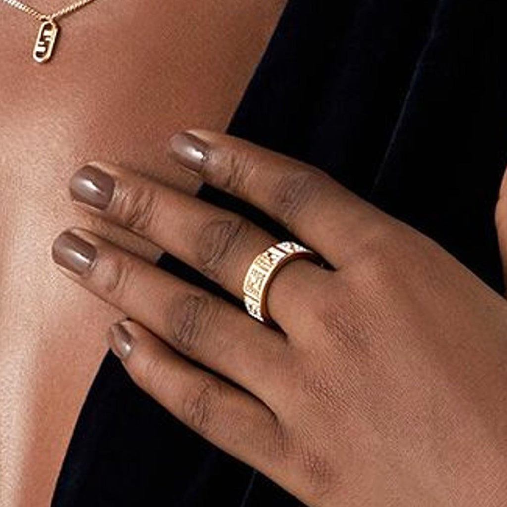 Fendi Ring: Elegant Gold Ring with Crystals | Shop Now