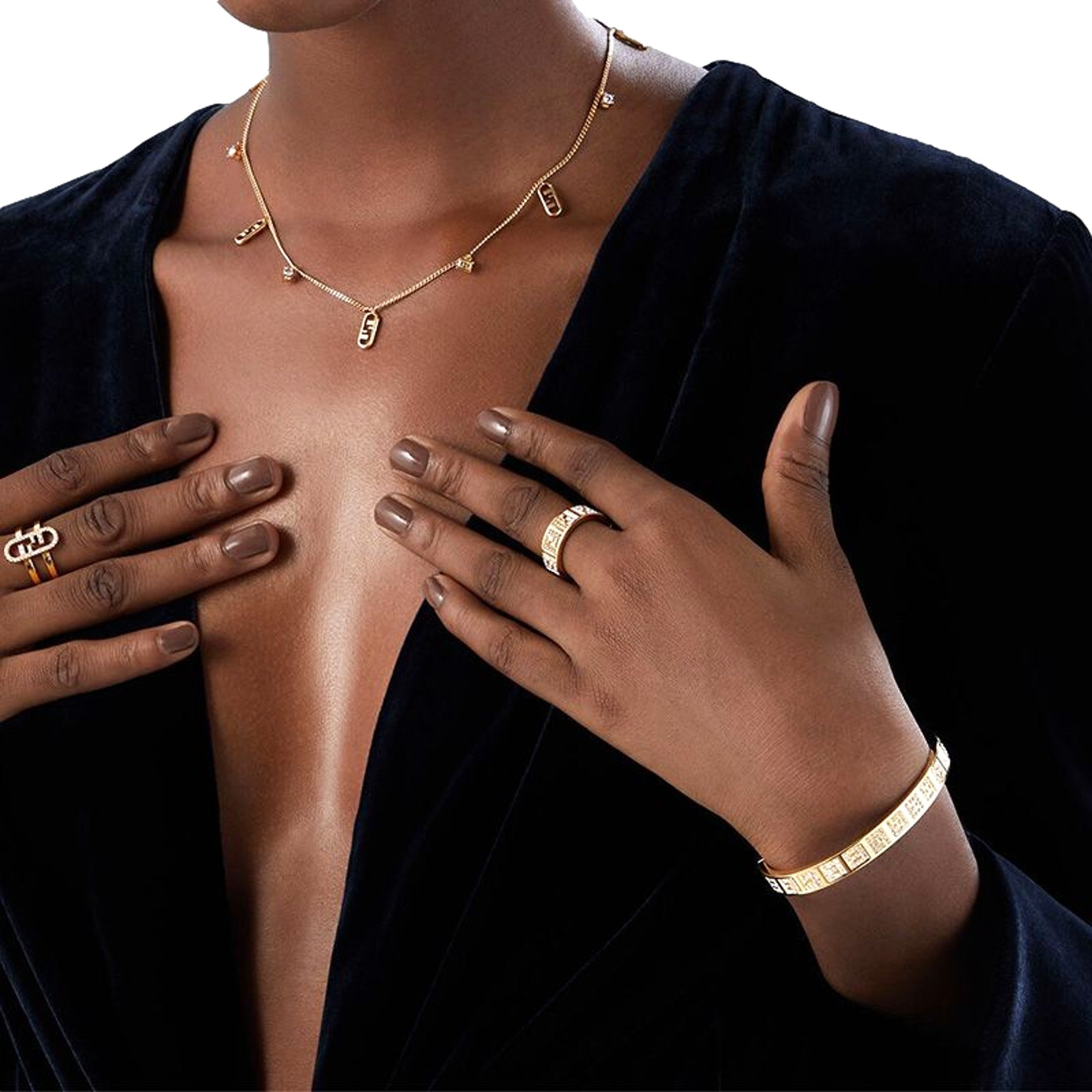 Fendi Ring: Elegant Gold Ring with Crystals | Shop Now