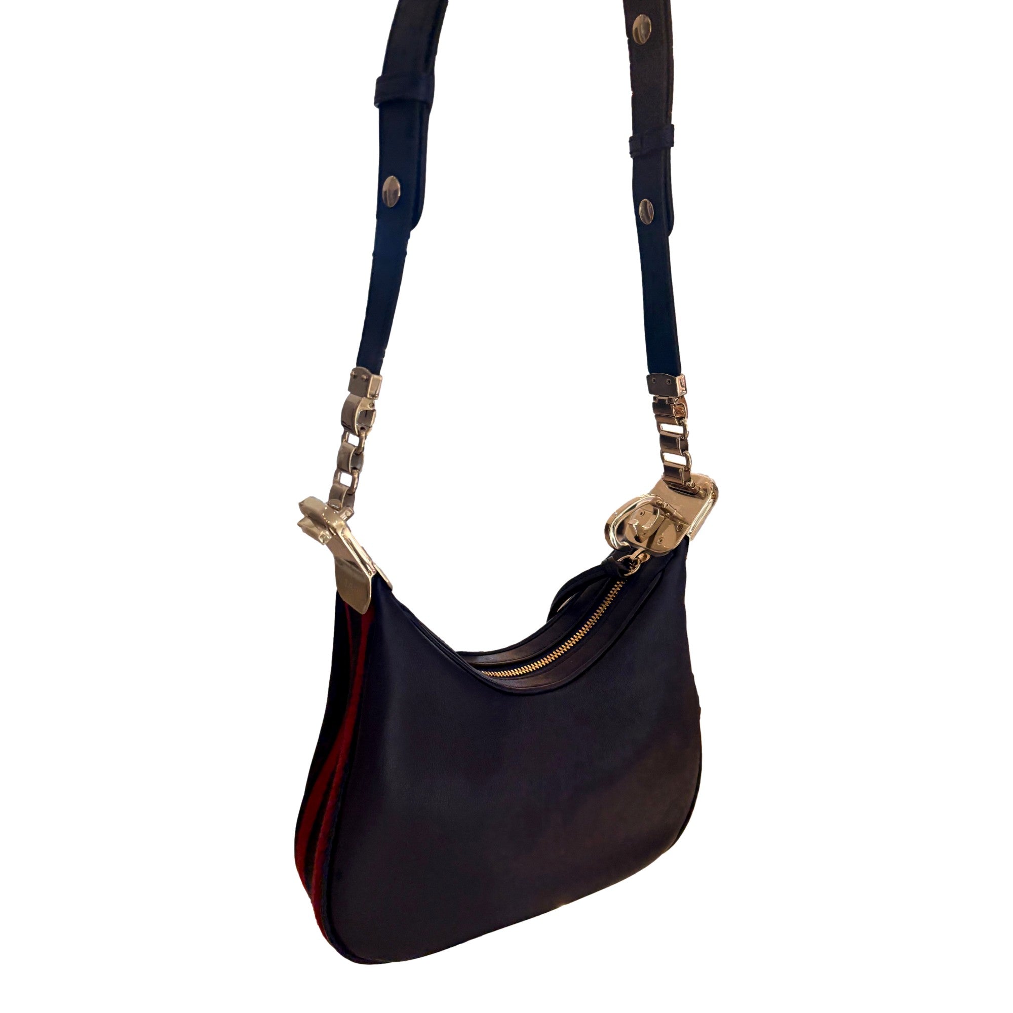 Gucci Attaché Navy Leather Bag - Elegant Shoulder & Crossbody
