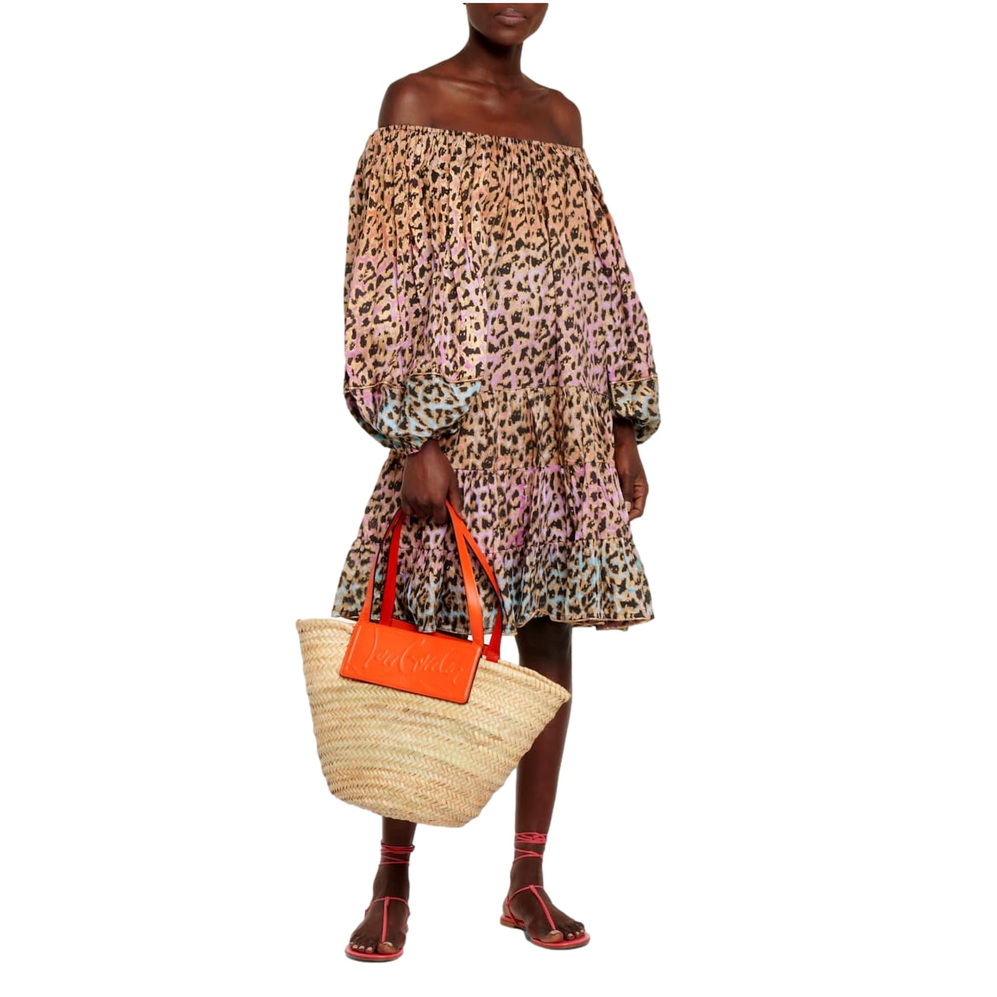 Luxurious Large Orange Tote Bag - Christian Louboutin Raffia Design