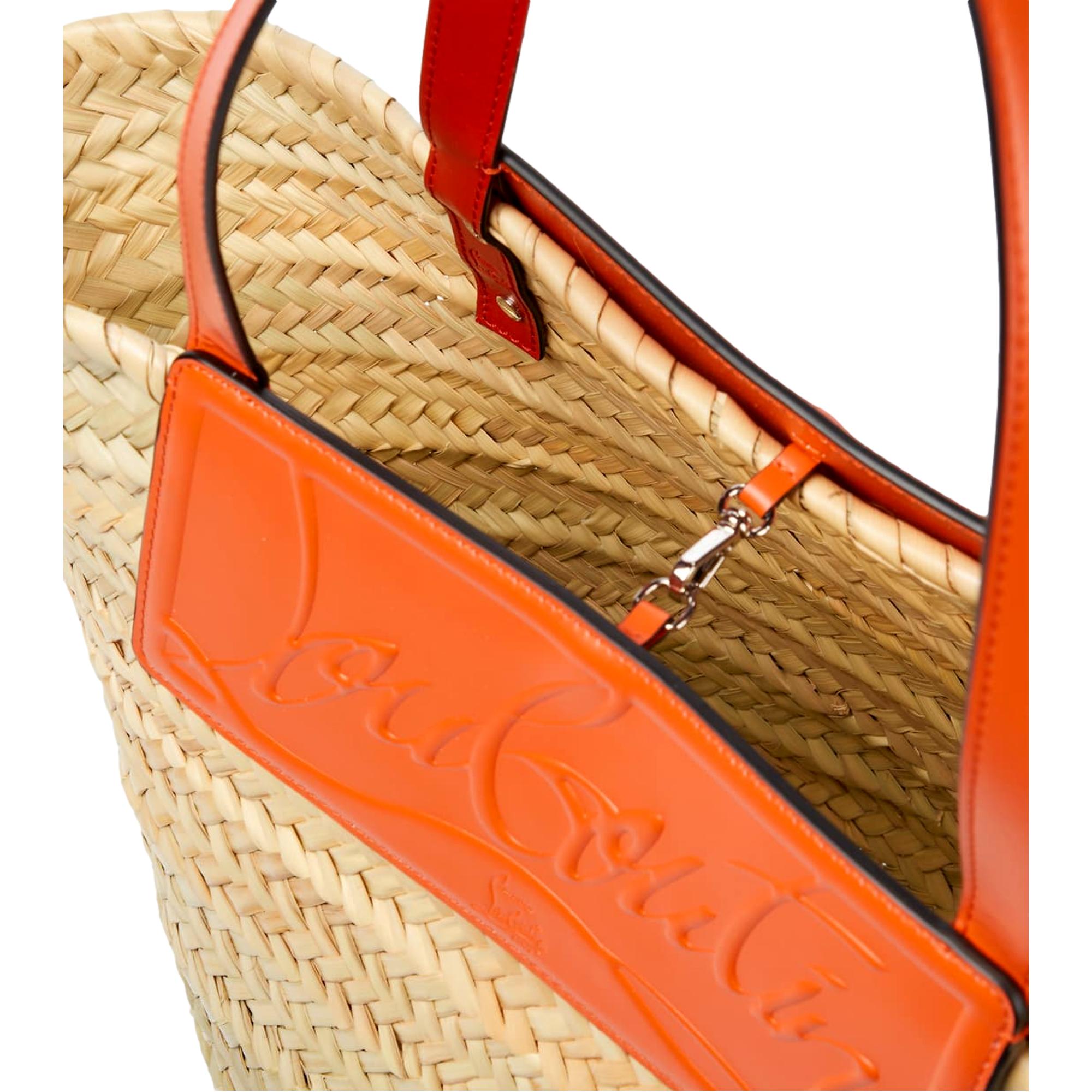 Luxurious Large Orange Tote Bag - Christian Louboutin Raffia Design