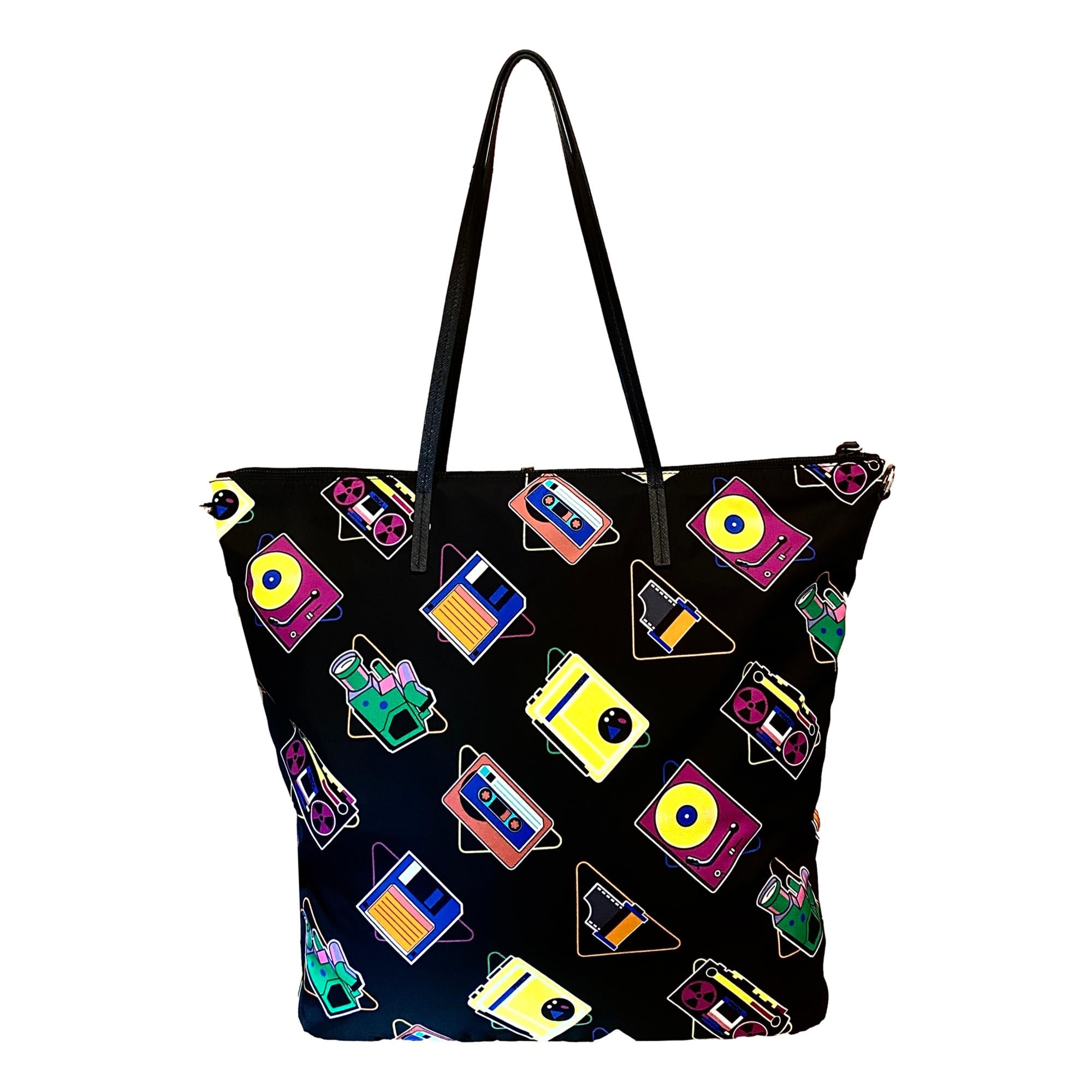 Prada Cassette Print Shopping Tote Handbag - Chic & Versatile Design