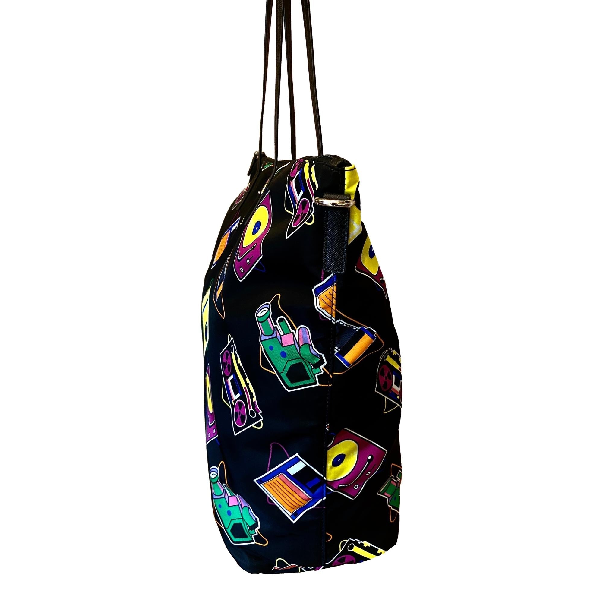 Prada Cassette Print Shopping Tote Handbag - Chic & Versatile Design