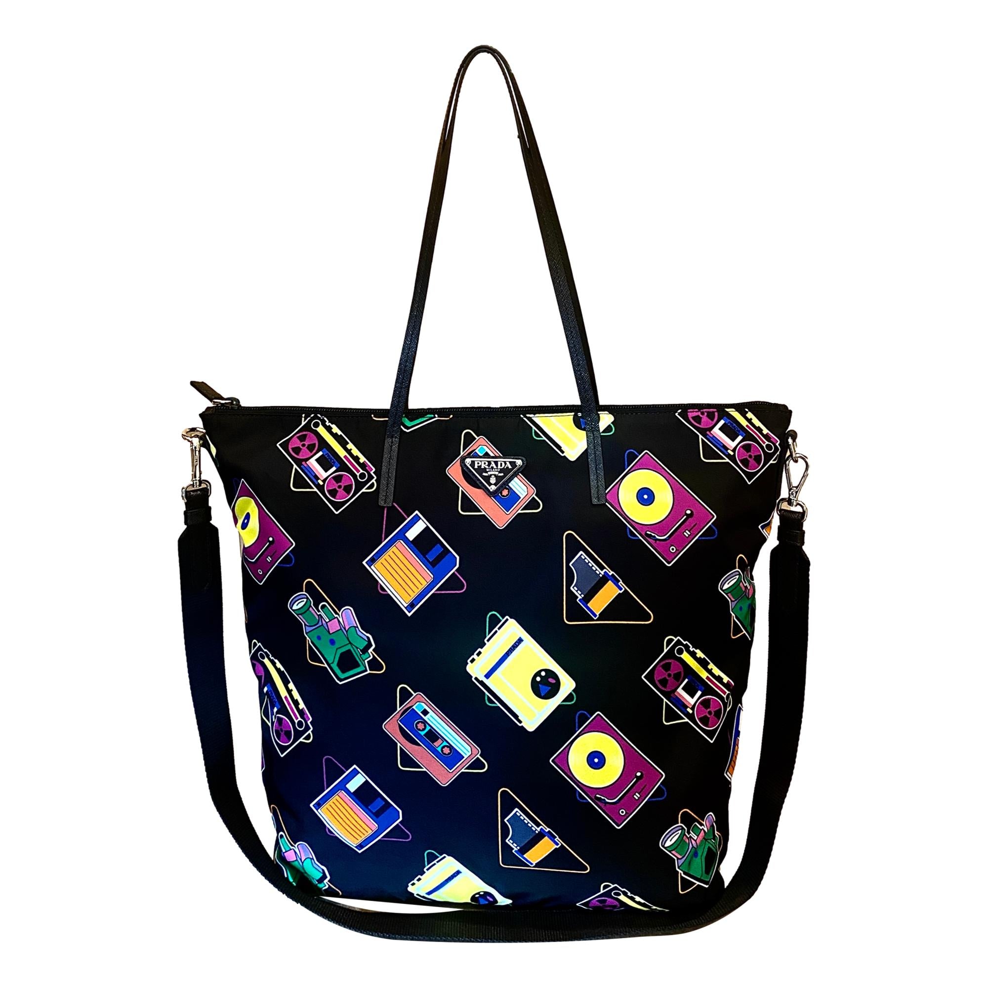 Prada Cassette Print Shopping Tote Handbag - Chic & Versatile Design