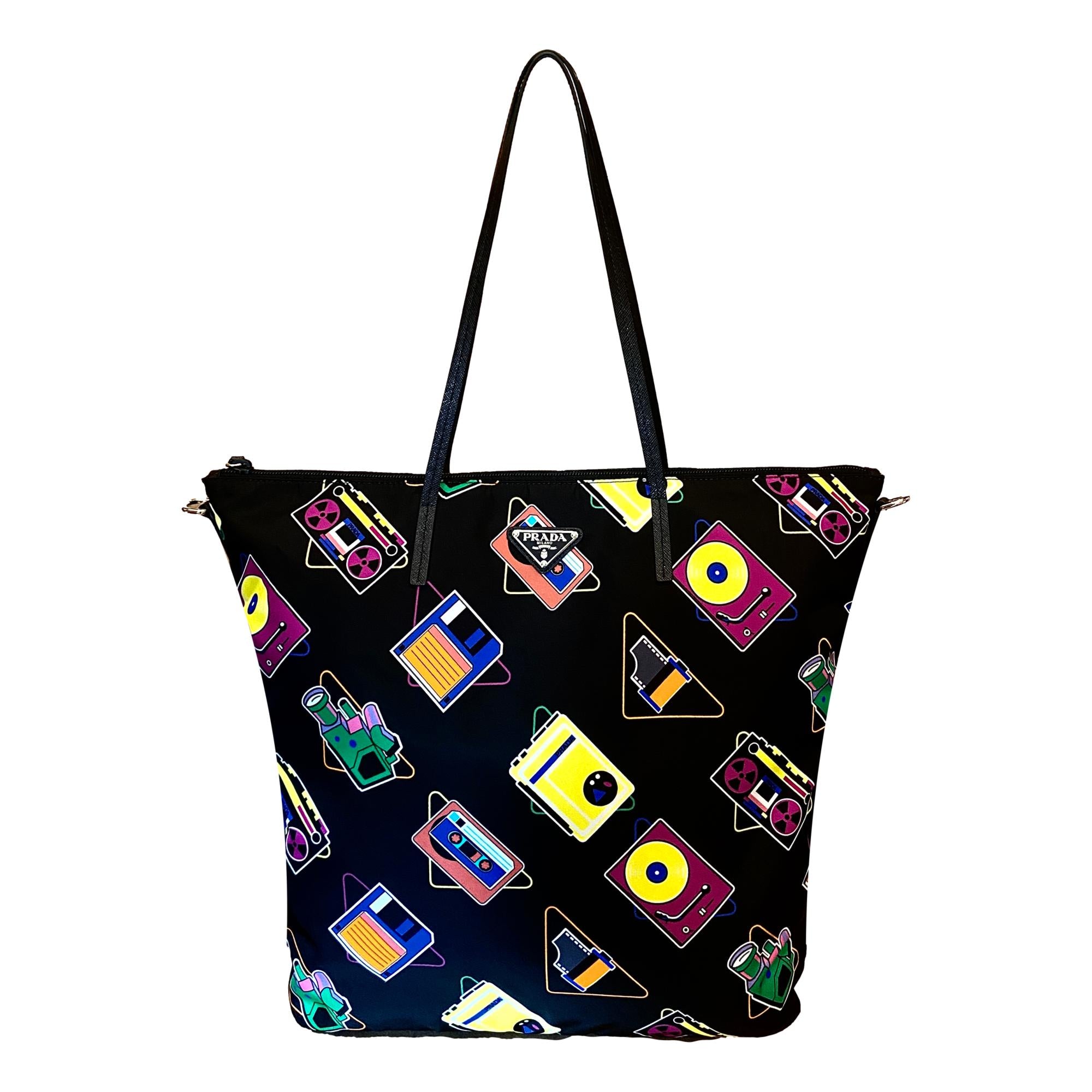 Prada Cassette Print Shopping Tote Handbag - Chic & Versatile Design