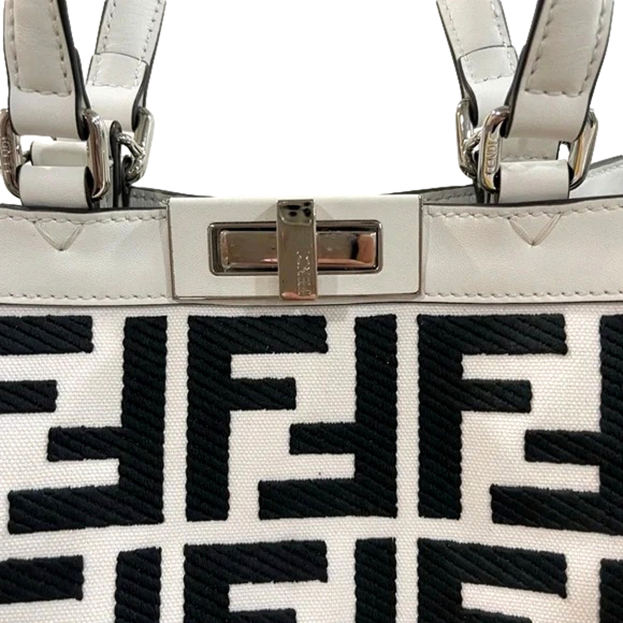 Fendi FF X-Tote: Luxury Canvas Leather Bag in Black & White