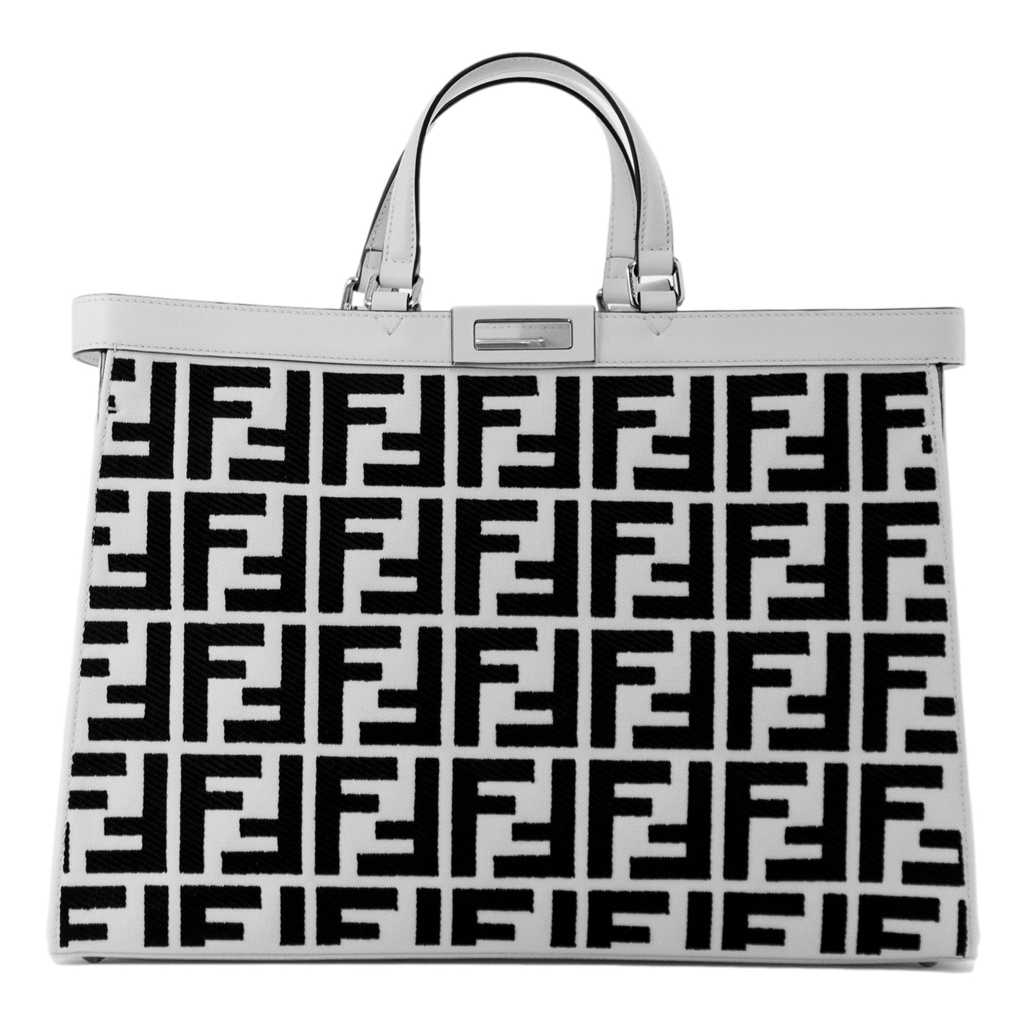 Fendi FF X-Tote: Luxury Canvas Leather Bag in Black & White